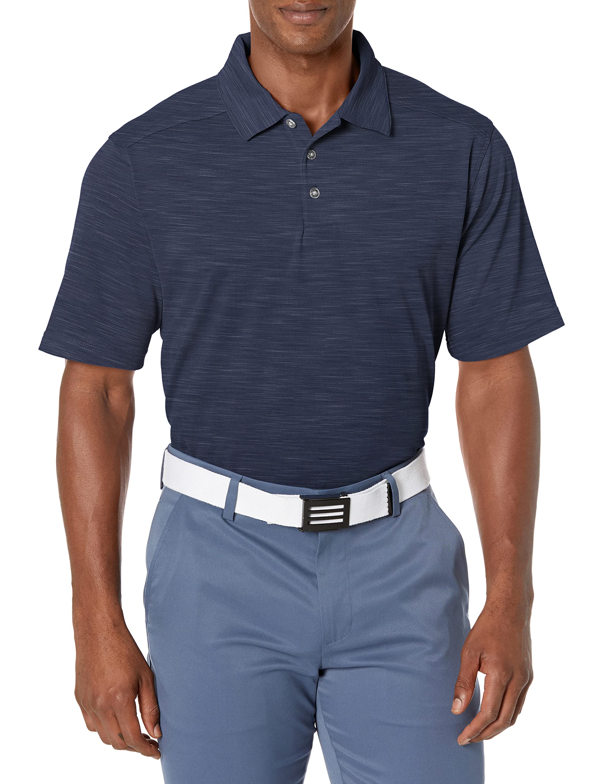 Pebble BeachMen's Pebble Beach Golf Polo Shirt with Short Sleeve and Spacedyed Check Textured Design