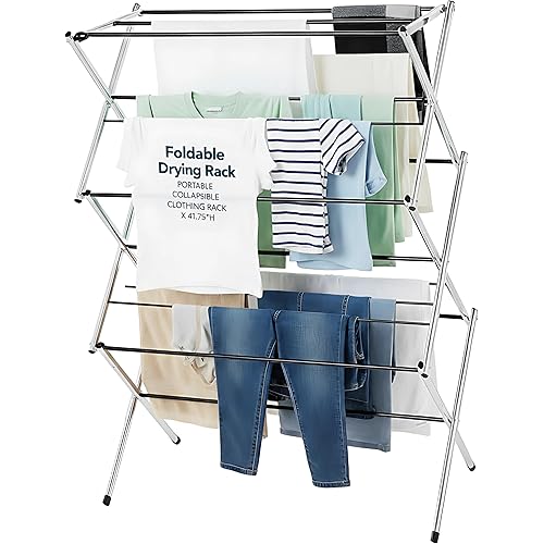 Displays By Jack Portable Collapsible Clothing Dryer Rack, Foldable Drying Rack for Clothes, Lingerie, Towels, Linens, Laundry Home Apartment Must Haves, Metal Chrome Finish