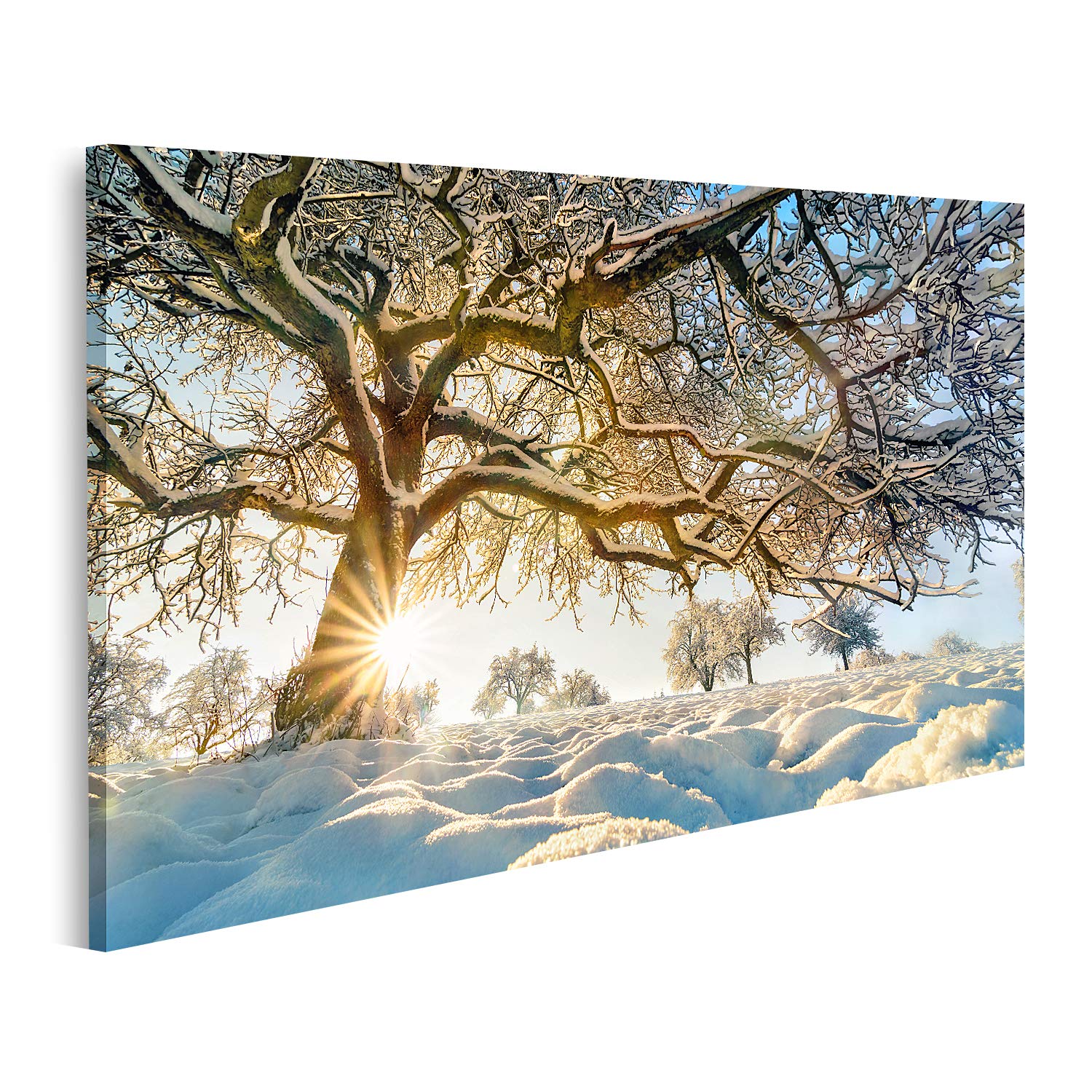 InstyleArt ruscello nel paesaggio invernale Stampa su tela 80x60 cm artistica murale