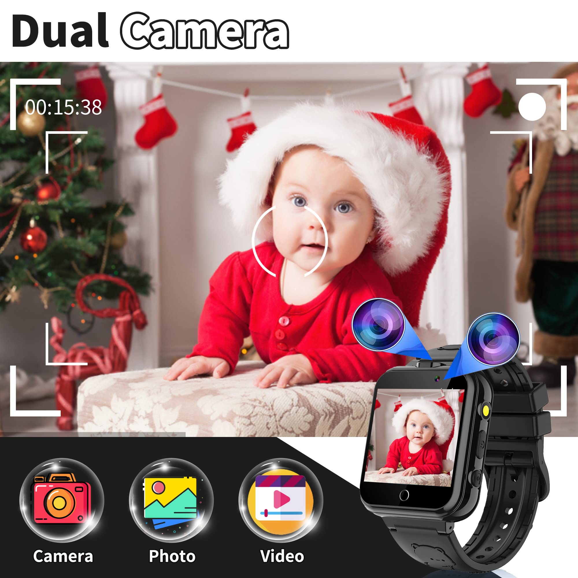 YEDASAH Smartwatch per Bambini con 24 Giochi,Orologio Smartwatch Bambini con Contapassi Calorie,Lettore Musicale,Torcia,Sveglia,Fotocamera,Regalo di Compleanno per 4-12 Anni [Scheda SD integrata]