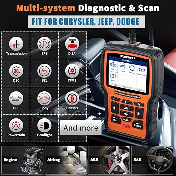 FOXWELL NT510 Elite fit for Chrysler Jeep Dodge Scan Tool, All System OBD2 Scanner Bidirectional Diagnostic Tool, All Maintenance Car Code Reader with ABS Bleeding TPMS Battery Registration Reset Tool