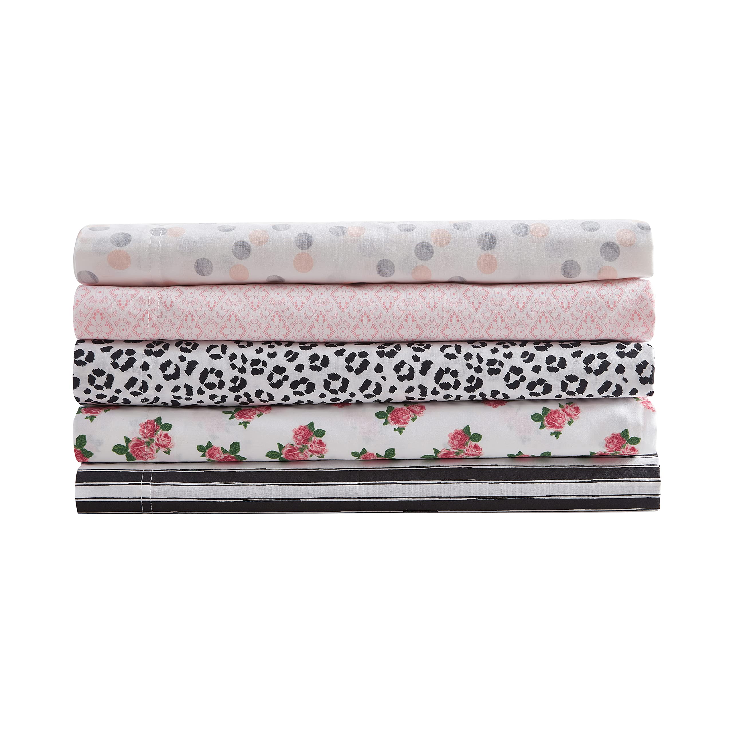 Betsey Johnson - Juego de sábanas King, Juego de Ropa de Cama de percal de algodón, crujiente y Fresco, Ligero y Transpirable (Rayas incompletas, King)