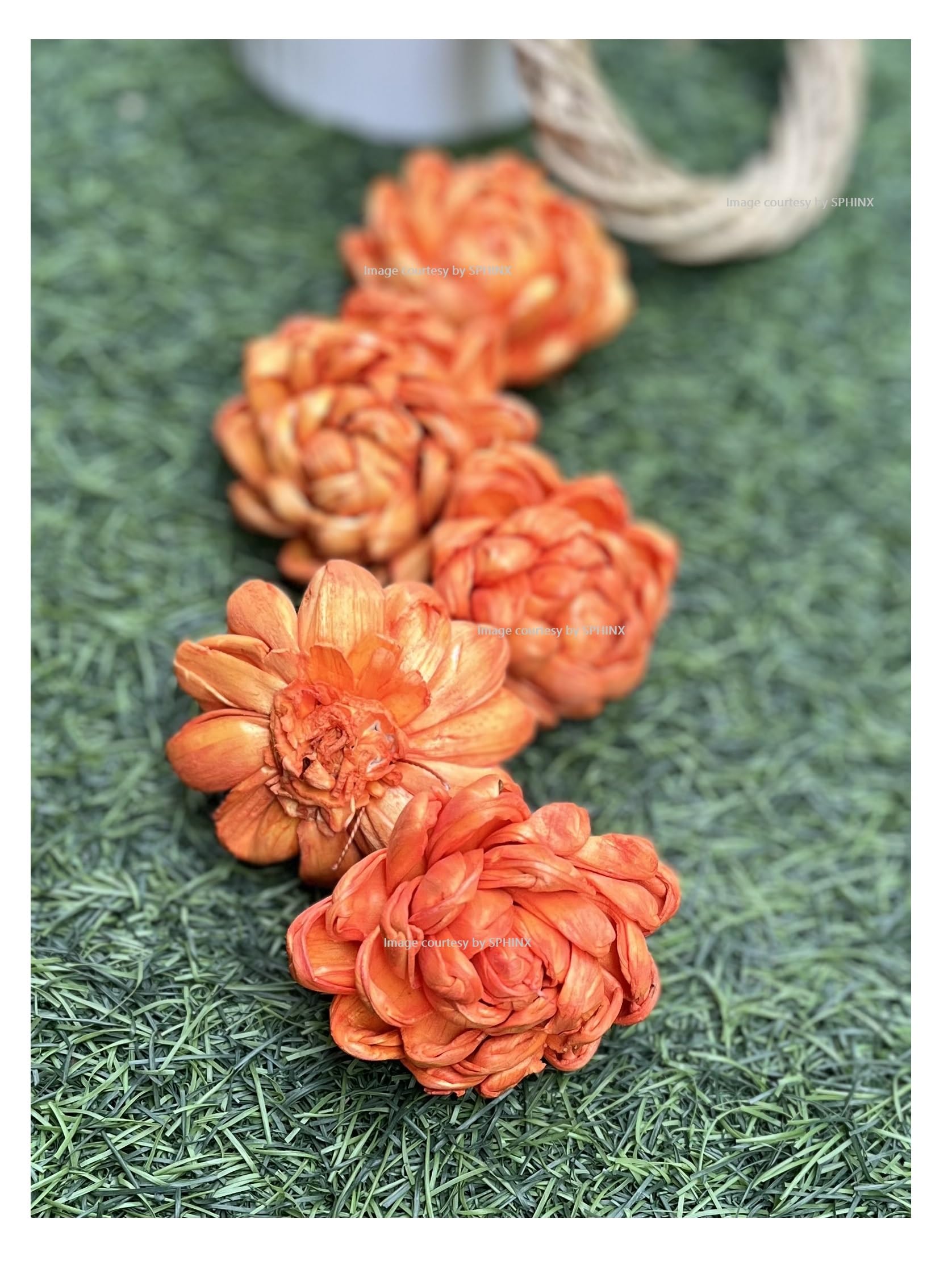 SPHINX Sola Bloomed Lotus Flowers for Decorations, Gift Packing, D-I-Y Art and Crafts, Garland Making Festive Decor Pooja Decor Table Decorations- (Orange Approx 4 cms, 5 Pieces)