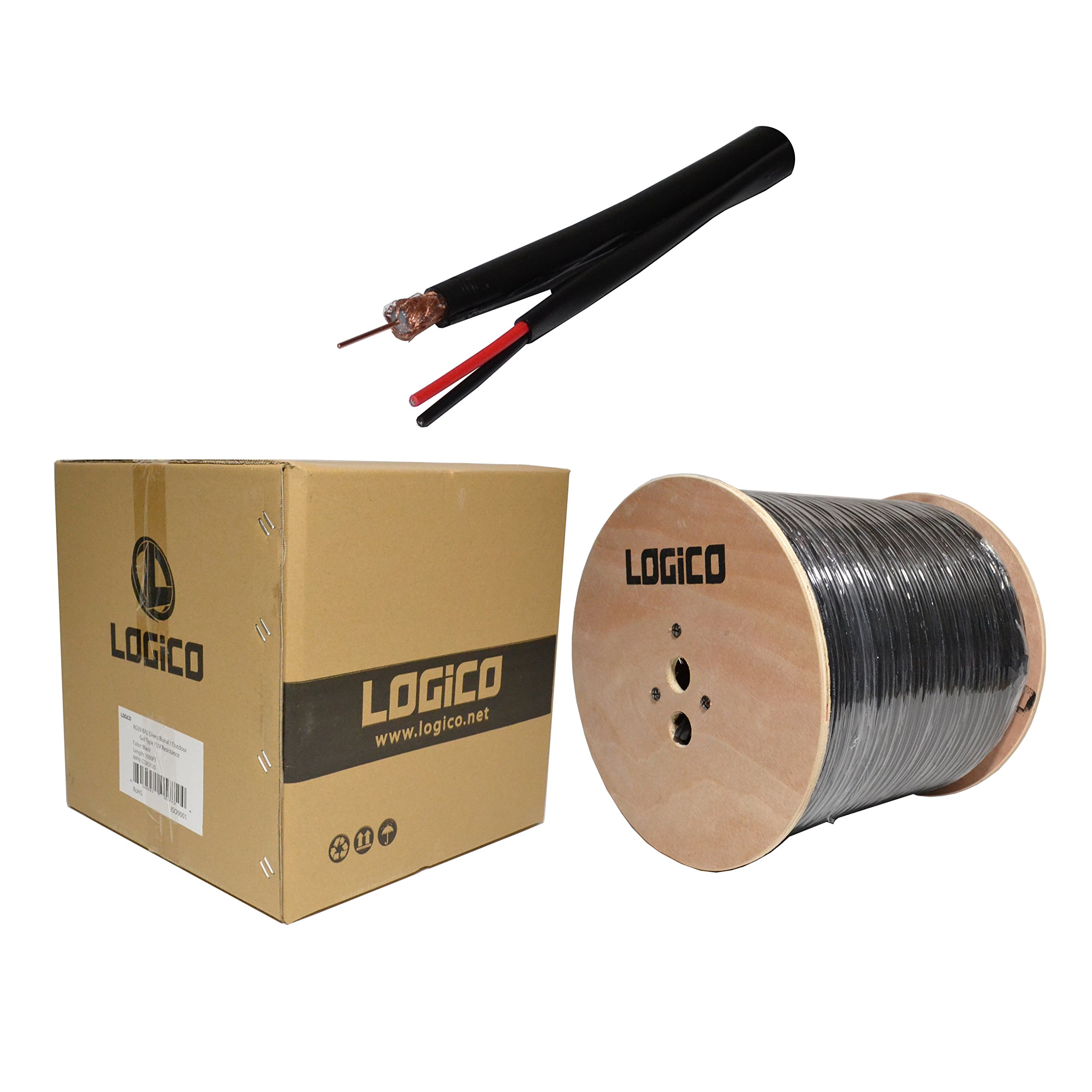 Best RG59 Siamese Coaxial Direct Burial Outdoor Gel Cable 20AWG 95% Braid 1000ft