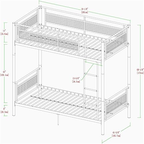 Miniatura 18 de Walker Edison Timothee - Litera de tamaño matrimonial sobre escritorio para la computadora, de metal, tamaño matrimonial, color blanco Blanco,Negro