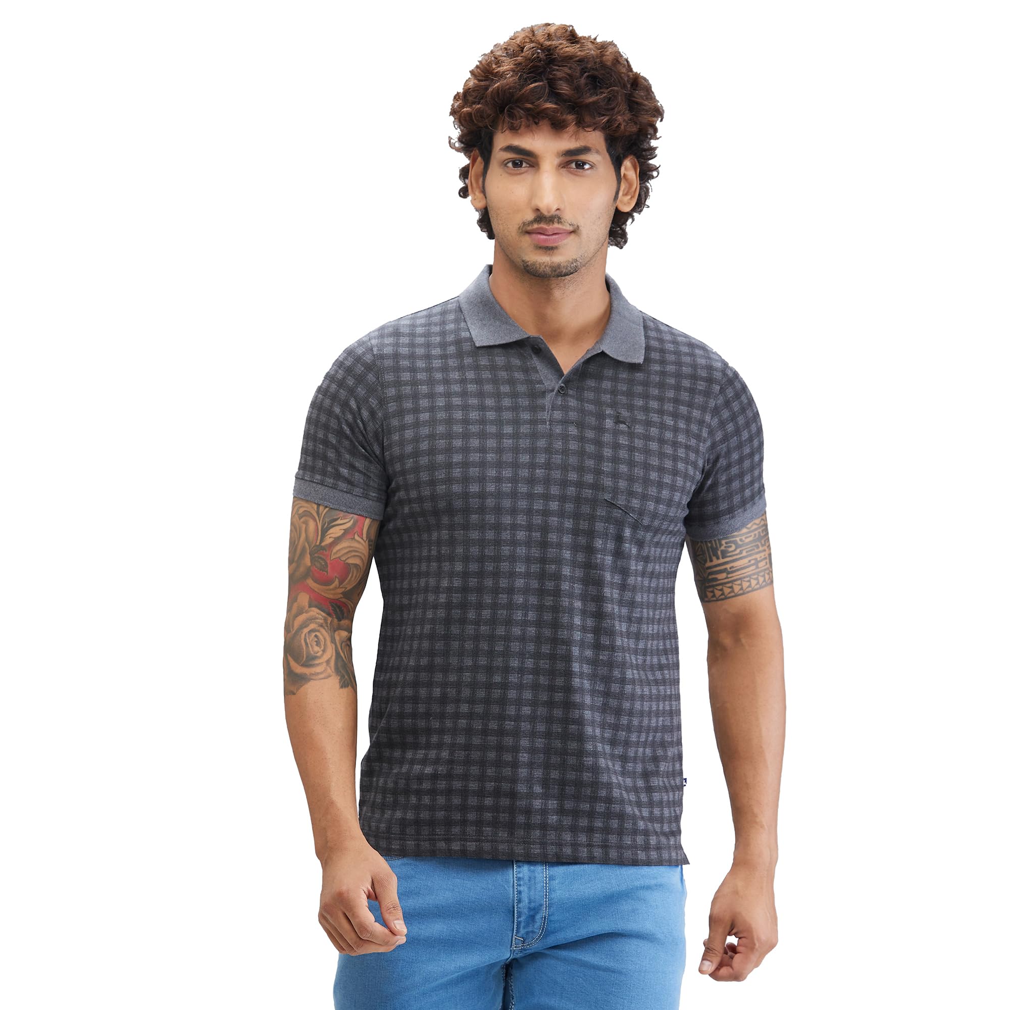 parx Men Regular Fit Print Pattern Pure Cotton Half Sleeve Polo Neck Casual T-Shirt-picture-38