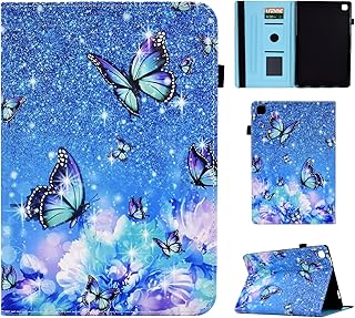 Rosbtib Samsung Galaxy Tab S6 Lite 10.4 Inch 2022/2020 Case, Multi-Angle Viewing Stand Case with Soft PU Leather Folio Cover for Samsung S6 Lite Case SM-P610/ P613/ P615/ P619 - Flower Butterfly