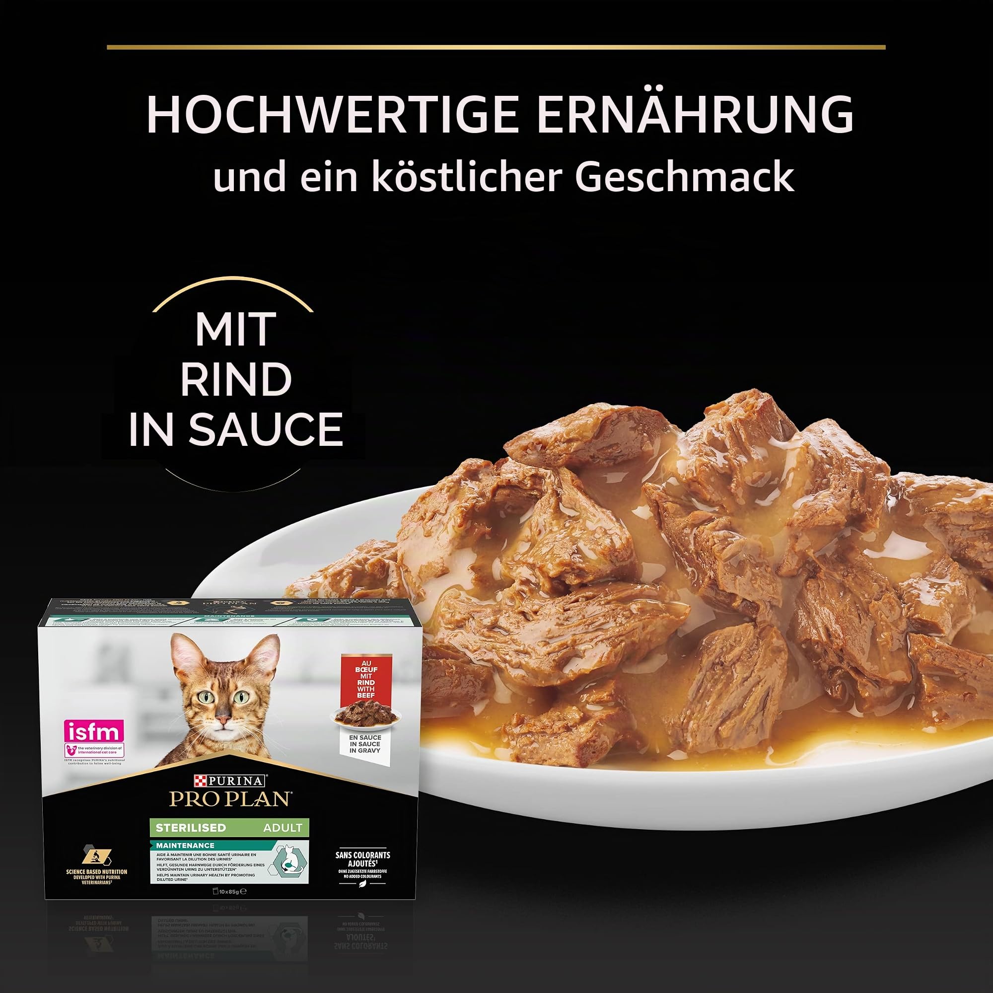PURINA PRO PLAN STERILISED NUTRISAVOUR Katzenfutter nass für kastrierte Katzen, mit Rind, 24er Pack (24 x 85g)