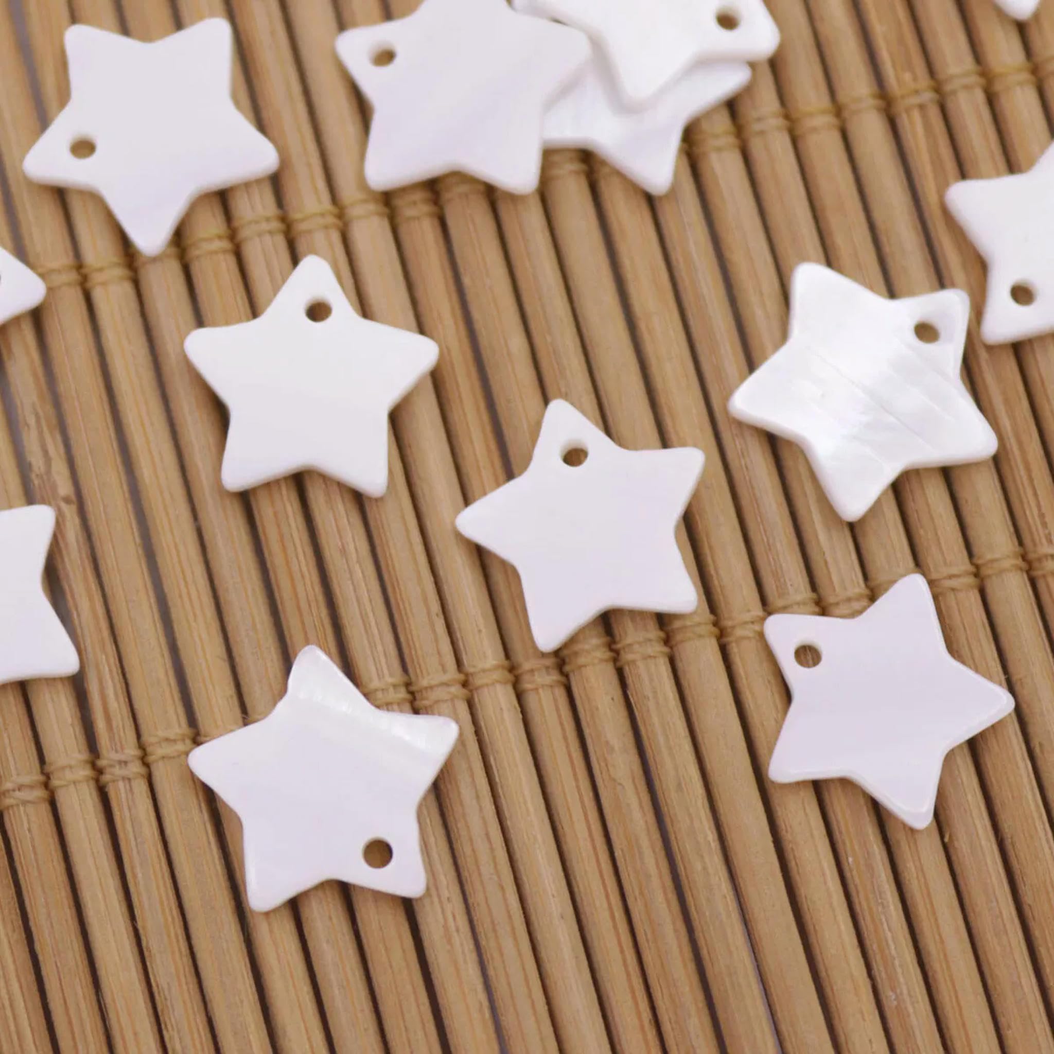 Lote de 50 Cuentas de Concha Natural con Forma de Estrella de nácar de 12 mm para Hacer Joyas.