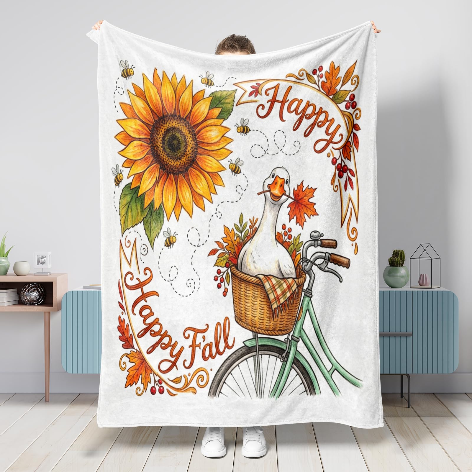 Couverture oie d'automne en peluche haut de gamme pour très grand lit