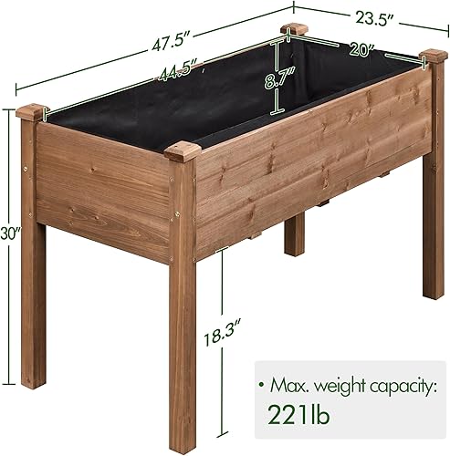 Miniatura 3 de Yaheetech Maceta elevada para exteriores con patas cama elevada de madera para jardín al aire libre con estructura rectangular estable cajas de