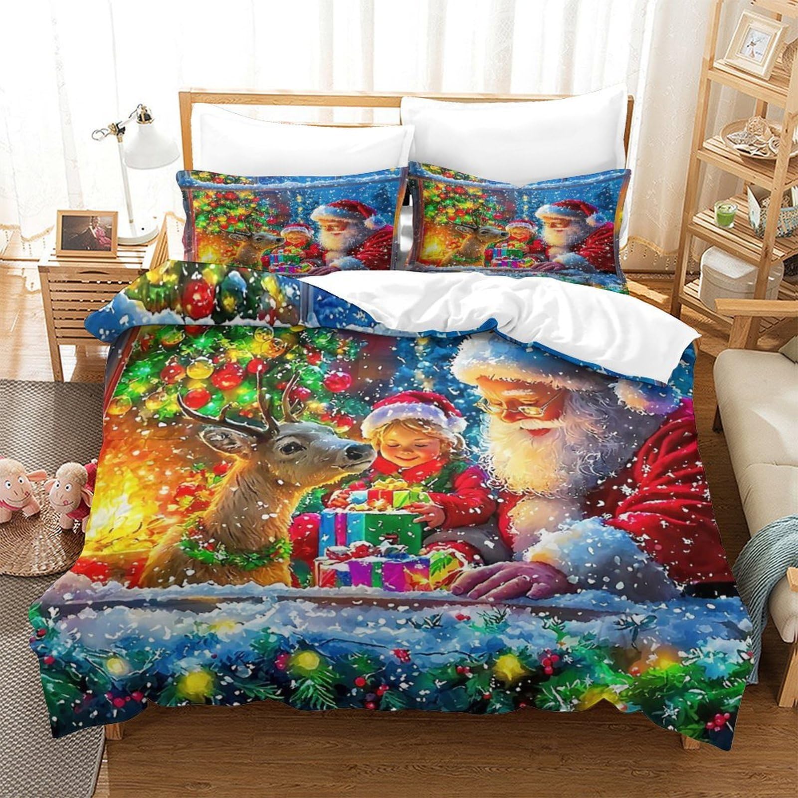 Parure de lit Noël grand format 260x220cm à offrir pour décorer une chambre d'ado