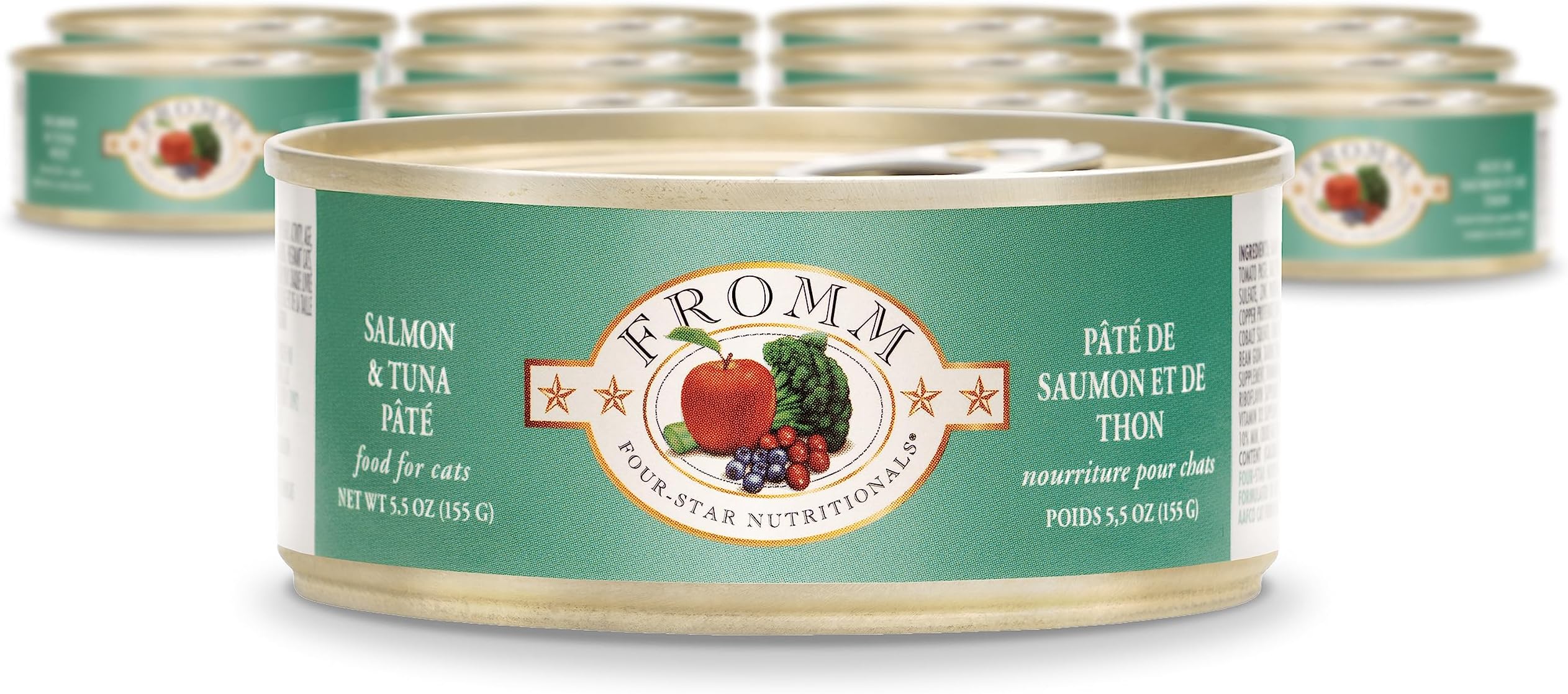 Fromm Four-Star Nutritionals Salmon & Tuna Pate Cat Food - Premium Wet Cat Food - Salmon Recipe - Case of (12) 5.5 oz Cans