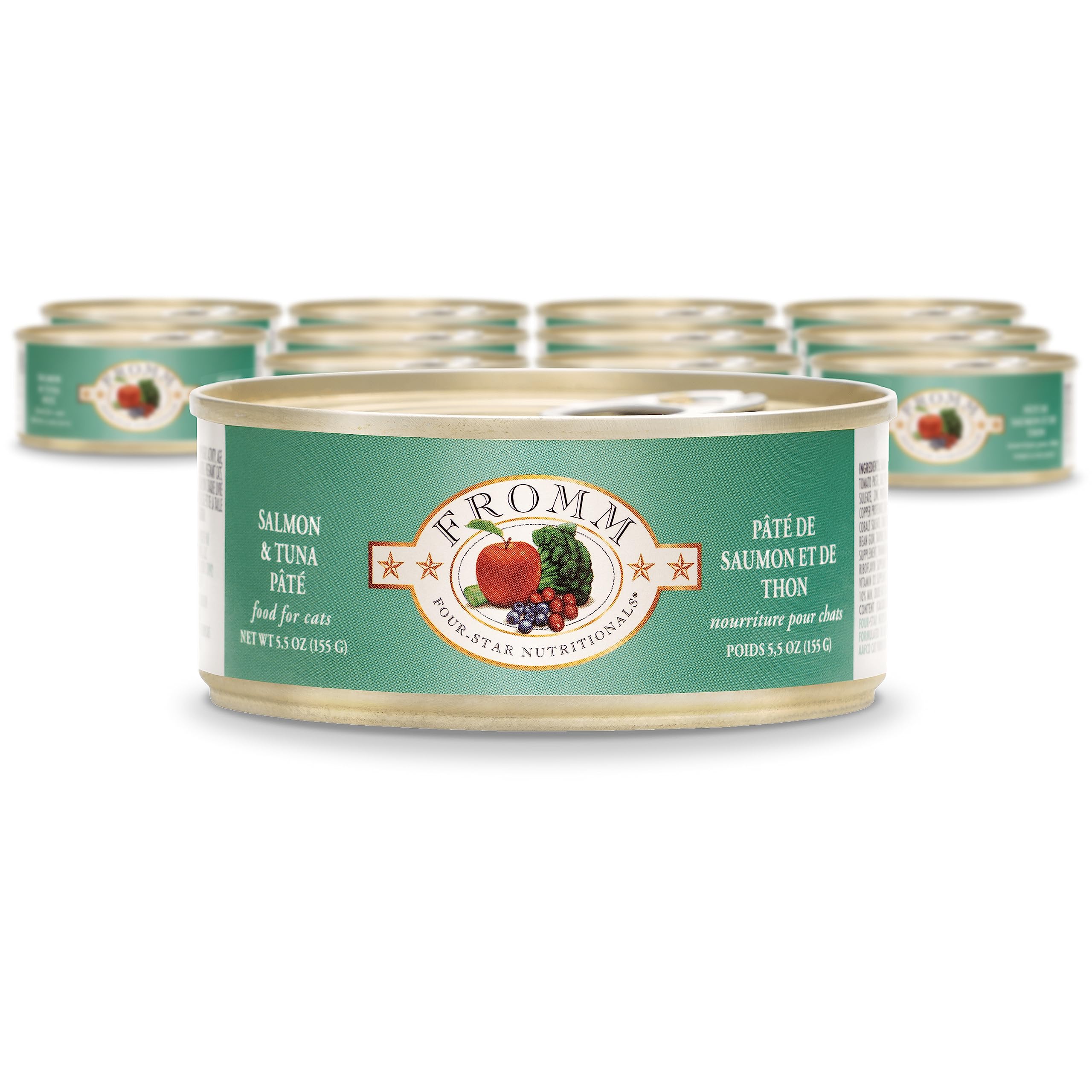 Fromm Four-Star Nutritionals Salmon & Tuna Pate Cat Food - Premium Wet Cat Food - Salmon Recipe - Case of (12) 5.5 oz Cans