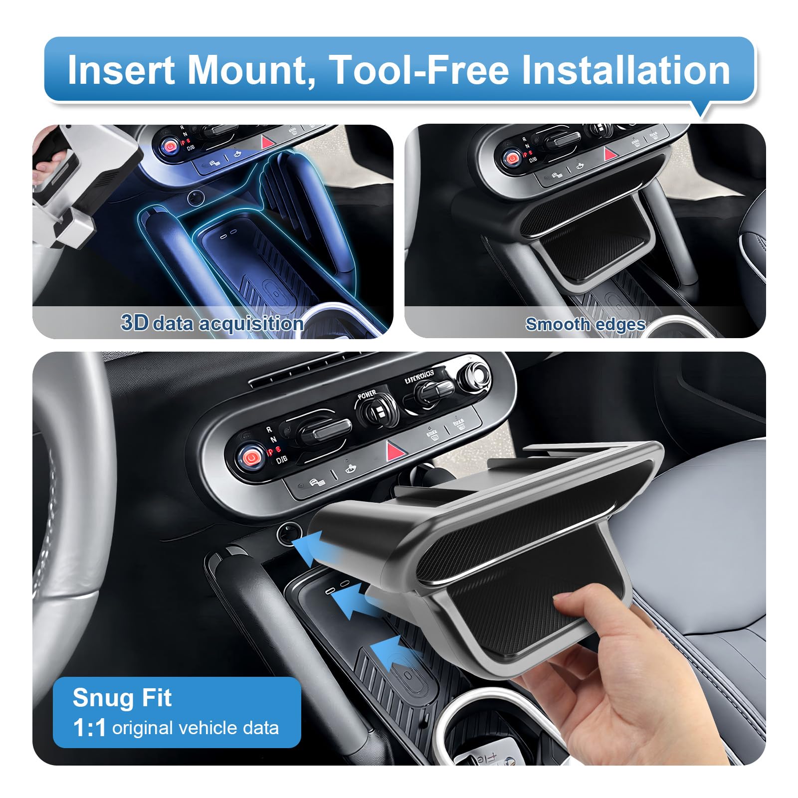 Caja de almacenamiento para consola central compatible con Mini Cooper J01 J05 2024-2026, accesorios Mini Cooper reposabrazos central, guantera, reposabrazos organizador con alfombrilla