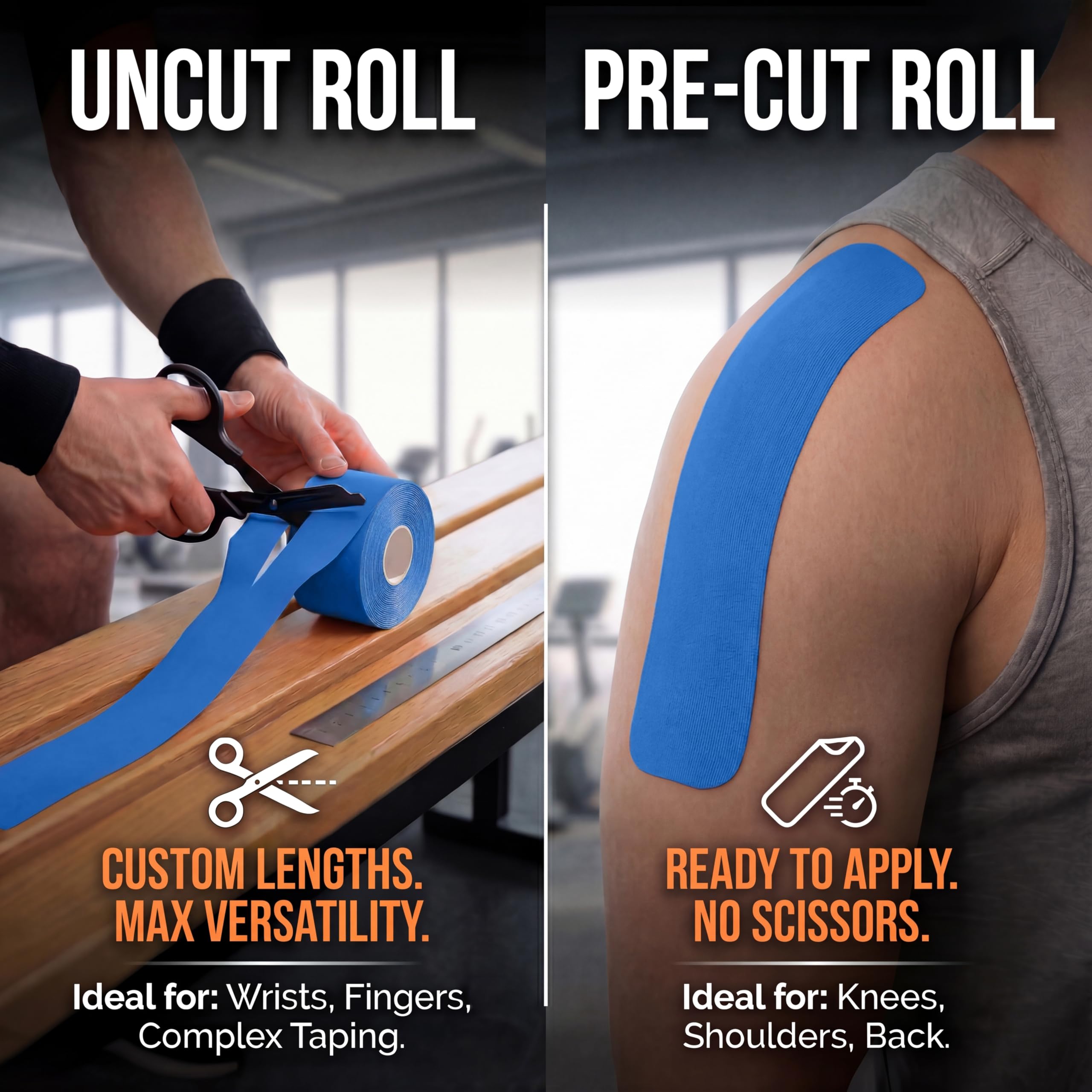 Kinesiologie-Tape, erstaunliche Unterstützung für athletischen Sport und Erholung + gratis Taping-Anleitung – vorgeschnitten, 5,1 cm, 30,4 m (Marineblau + gratis Klebeanleitung, 1 Stück)