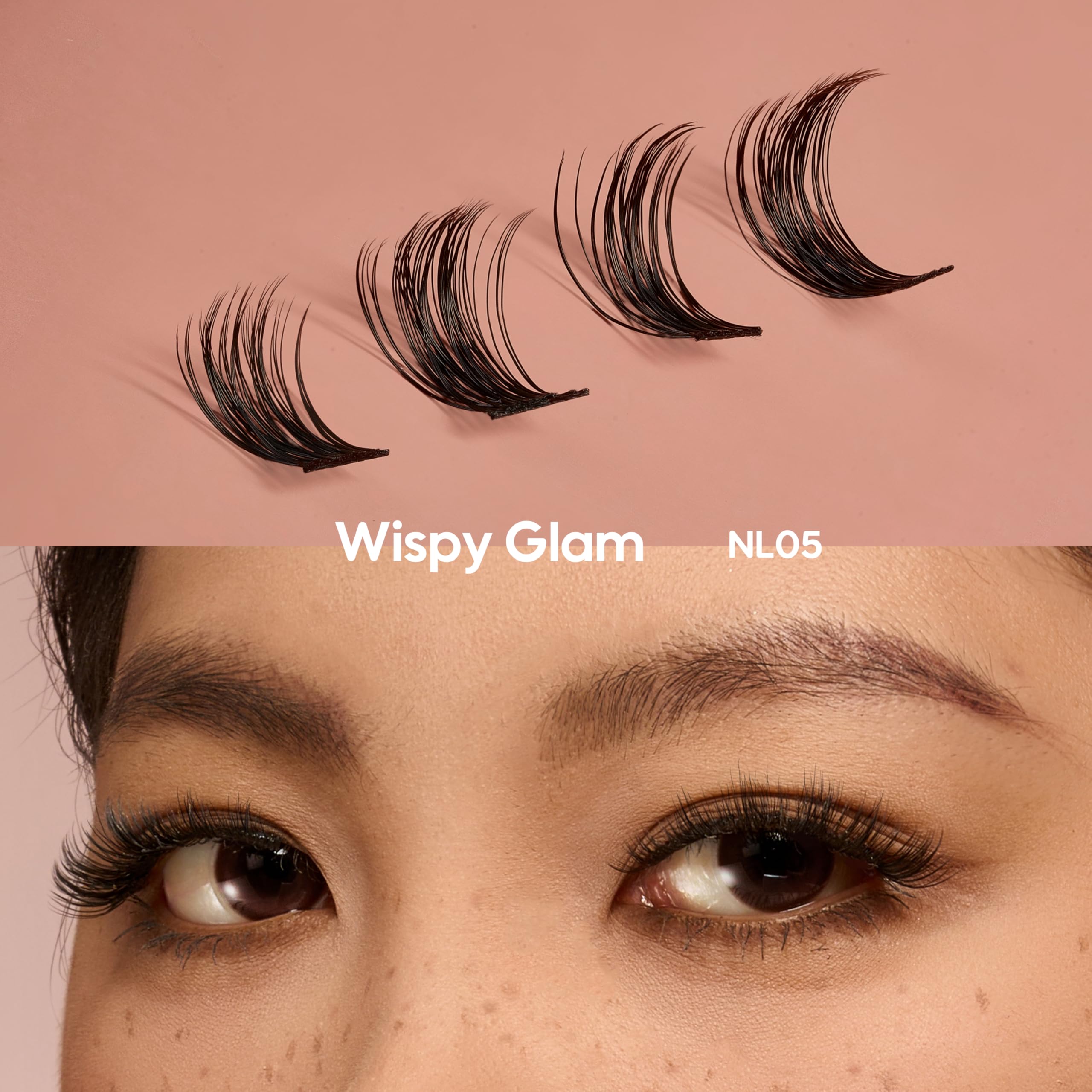 NATURALUX Wispy Glam Mixed Lash NL05; 10 mm, 12 mm, 14 mm, 16 mm; 144 całkowita liczba; sztuczne rzęsy, pojedyncze rzęsy, przedłużanie rzęs, klastry rzęs, D curl