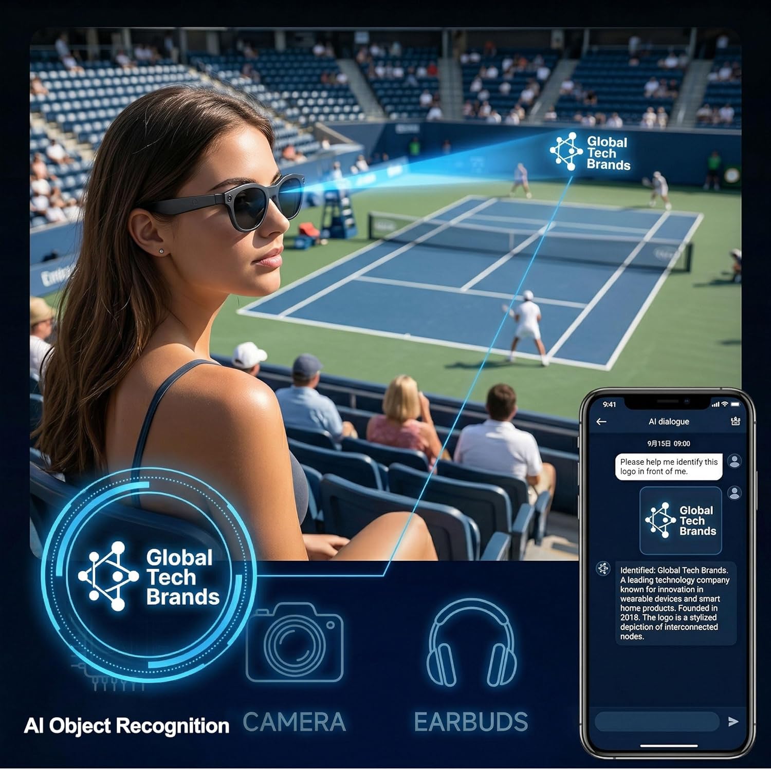 Smart Glasses with Camera & Video 1080P HD, 2K Photo POV AI Camera Glasses, Wearable Video Recording Glasses, Hands-Free First-Person View, Free App with Object Recognition, Bluetooth 5.4 Lightweight