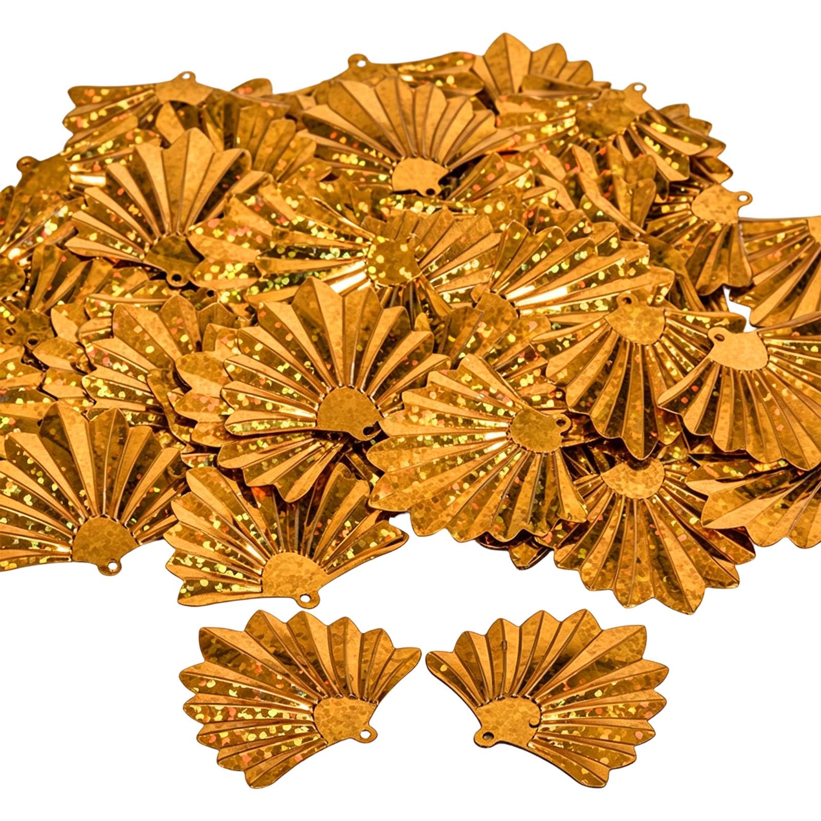 Greabuy 500G Sparkling Fan Sequins Assorted Colors Reflective Fan Shape Sequins with Hole for Sewing and Garments Embellishment PVC Scintillate Fixes