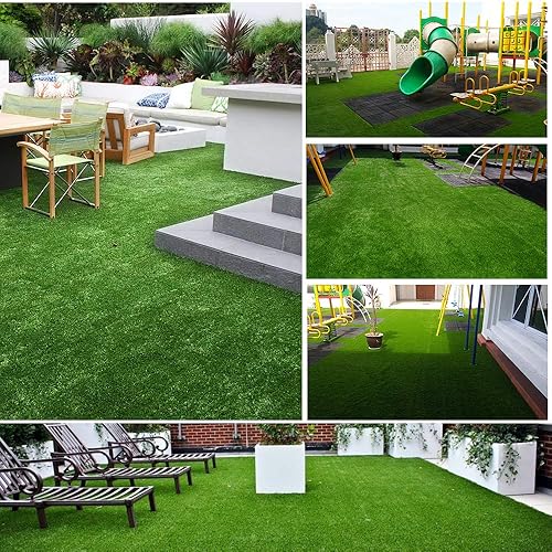 Miniatura 6 de Césped artificial sintético de 1 cm de grosor, tamaños personalizados, agujeros de drenaje, alfombra de césped Astroturf para mascotas, alfombra de