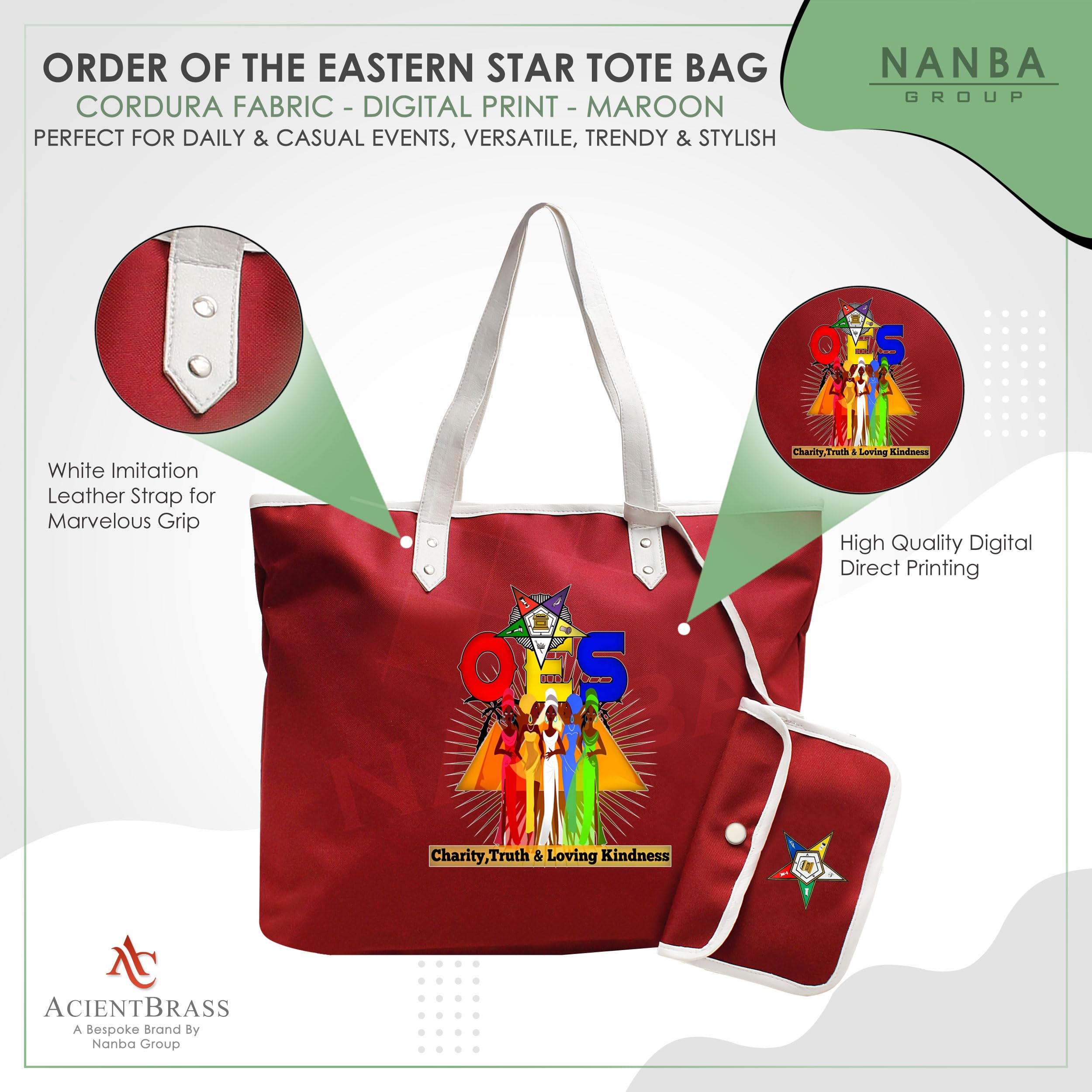 Order of the Eastern Star Tote - Charity, Truth & Kindness Design