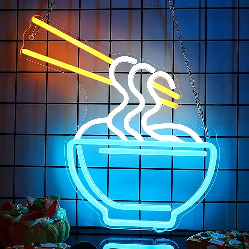 Miniatura 7 de Letreros de neón de fideos para decoración de pared, luces de neón de ramen para dormitorio, letreros de negocios de neón adecuados para hombre,