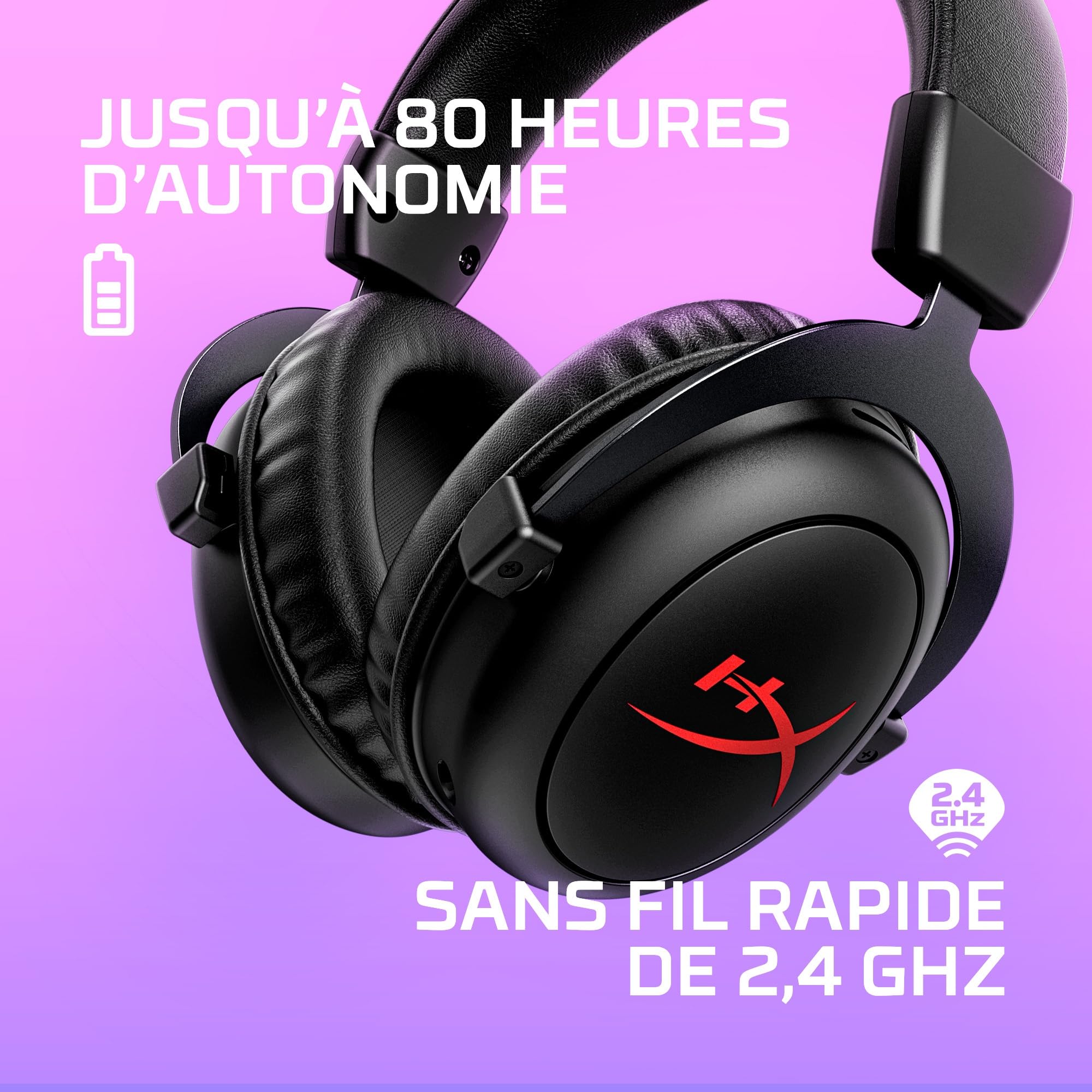 HyperX Cloud II Core Wireless - Gaming Headset for PC, DTS Headphone:X Spatial Audio, Memory Foam Ear Pads, Black