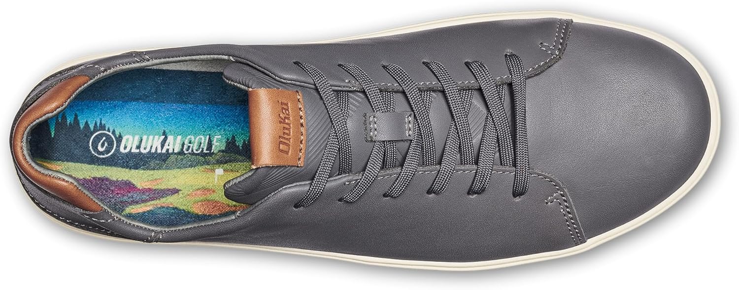 OLUKAI Wai'alae Men's Golf Shoes, Spikeless Golf Shoes, Supple Full-Grain Leather & Contoured Footbed, Waterproof & Stain-Resistant - Image 4