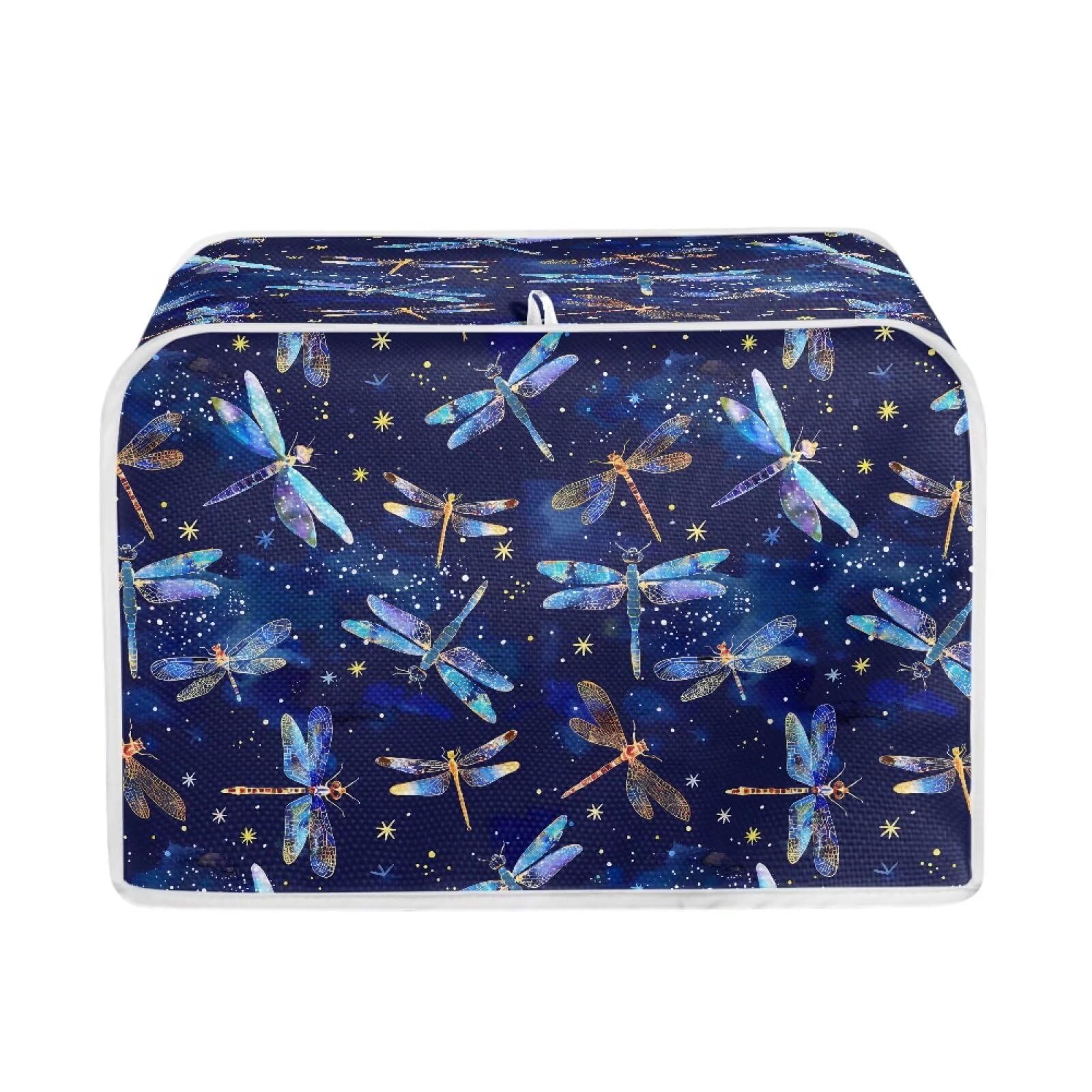 JEOCODY Dragonfly Print Polyester Fabric Quilted 4 Slice Toaster Appliance Dust-proof Cover for Kitchen Small Appliance Dust Cover and Fingerprint Protection