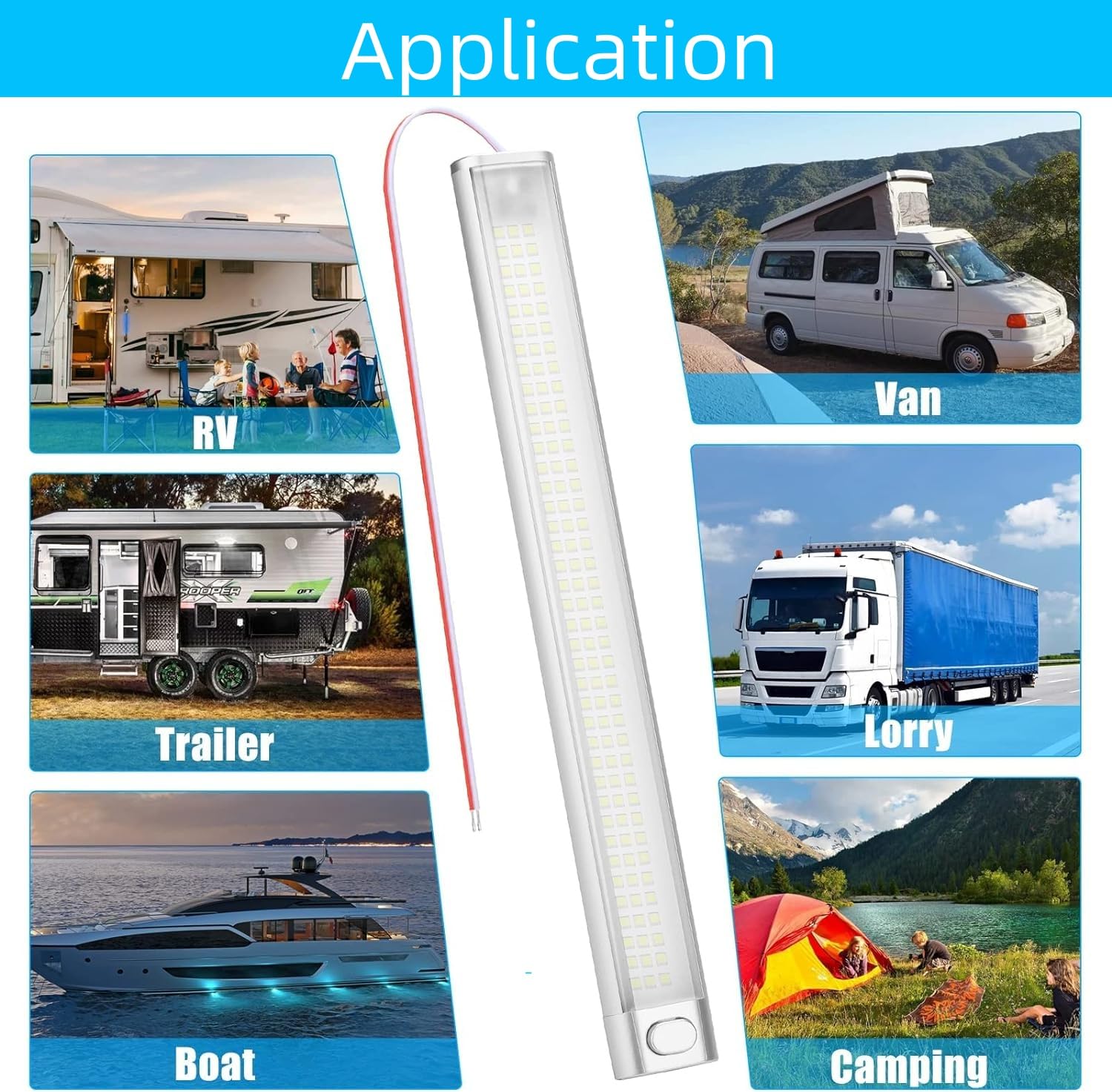 ALLWSLucky 228 LED Leiste 12V 10W - 1000LM Wohnmobil Beleuchtung Mit Schalter 42cm