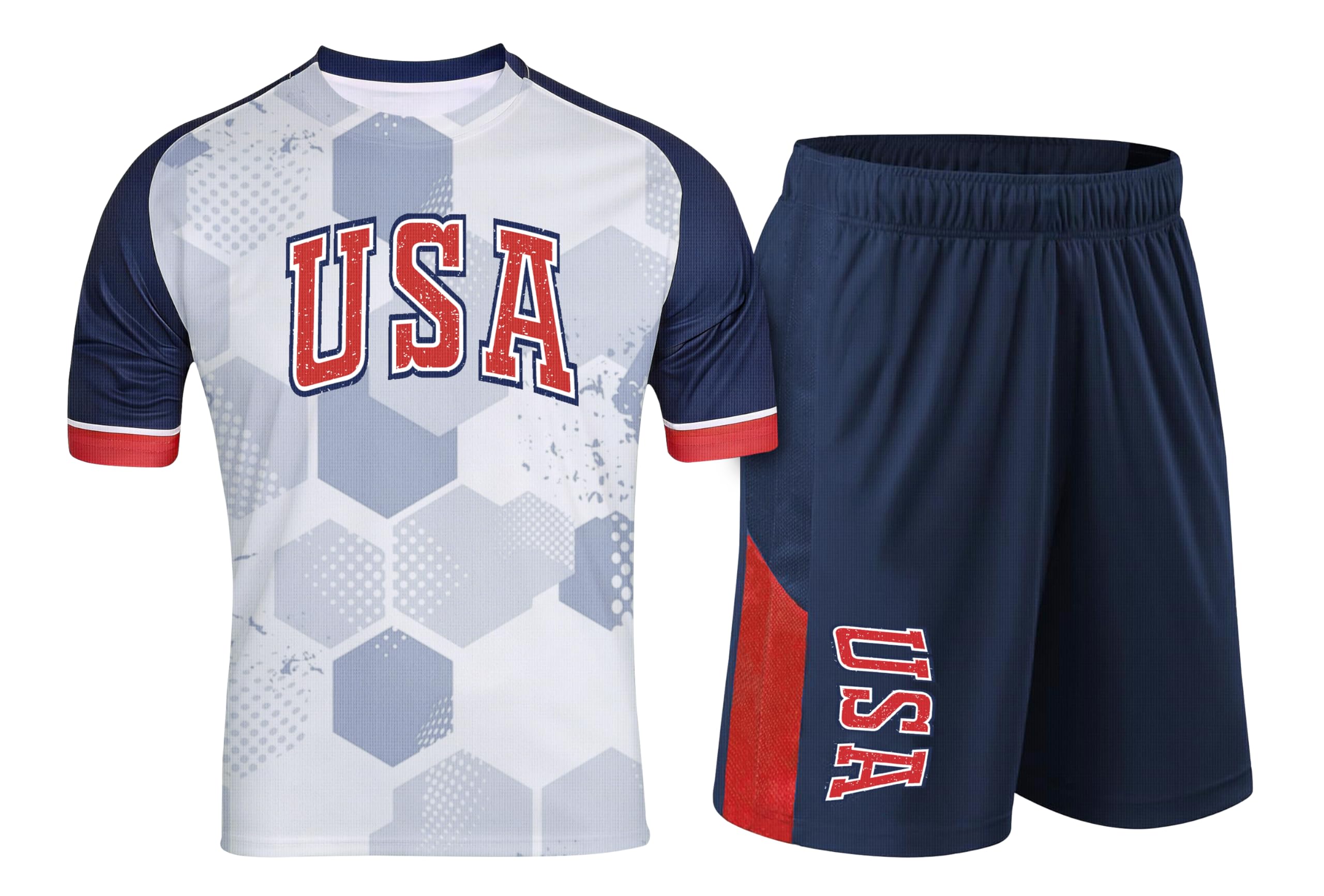 PECHAR Fan Soccer Jersey for Men 2026 World Cup Soccer Jersey Flag 2 Piece Jersey Set Argentina, Mexico, USA
