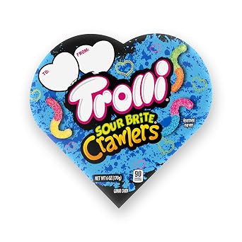 Trolli Sour Brite Crawlers Valentines Day Heart Box, Valentines Day Candy, 6 oz