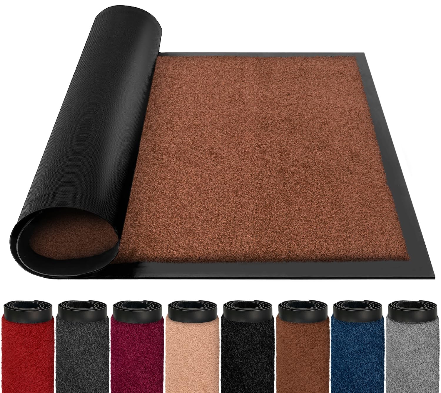 BLADO Zerbino per interni ed esterni, resistente, antiscivolo, lavabile, con retro in gomma, super assorbente, per casa, ufficio (60 x 120 cm, marrone)