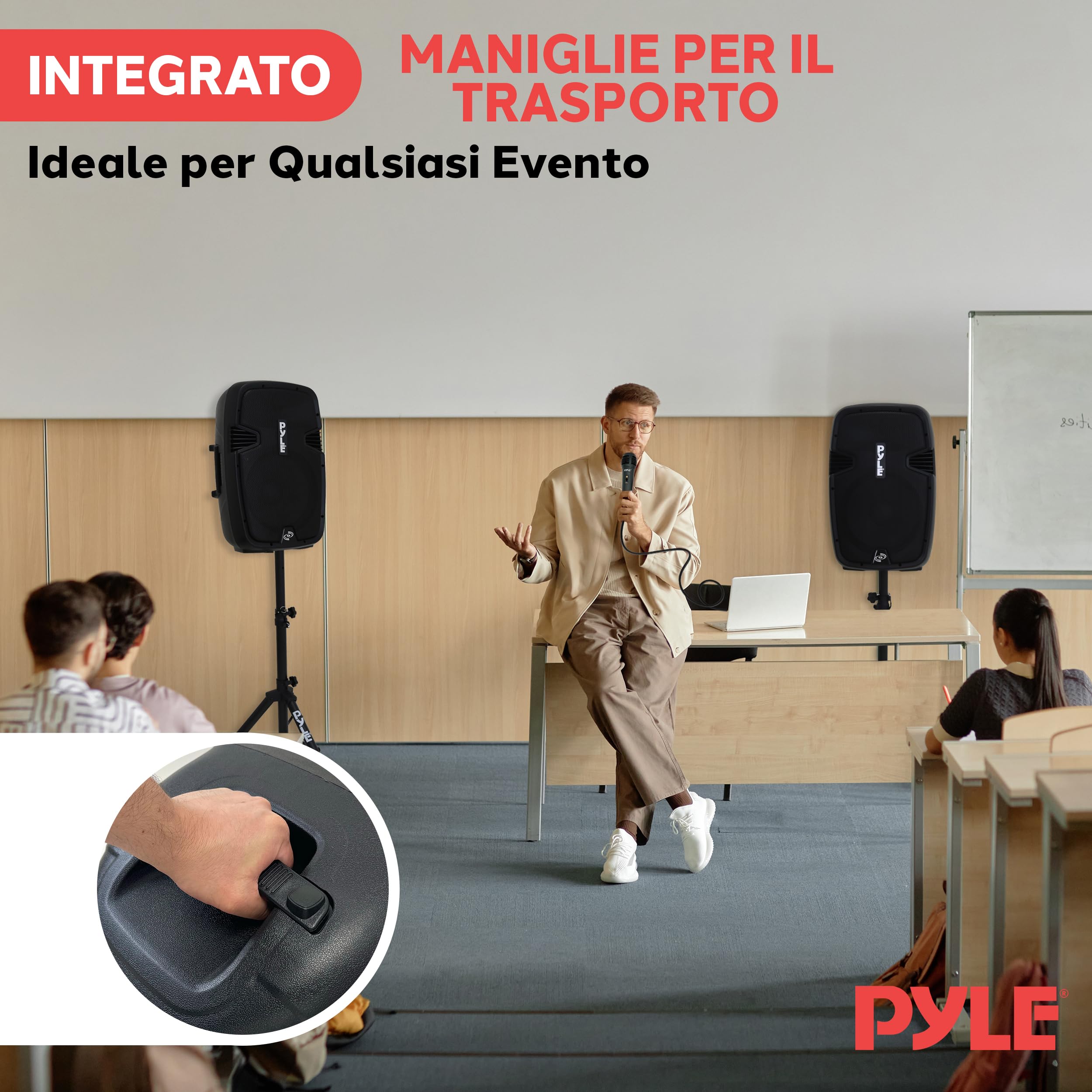 Pyle EUPPHP1249KT - Coppia di altoparlanti PA con Bluetooth, piedistallo, microfono e telecomando, subwoofer da 30,5 cm con USB, lettore di schede SD, amplificatore audio portatile per DJ concerti,