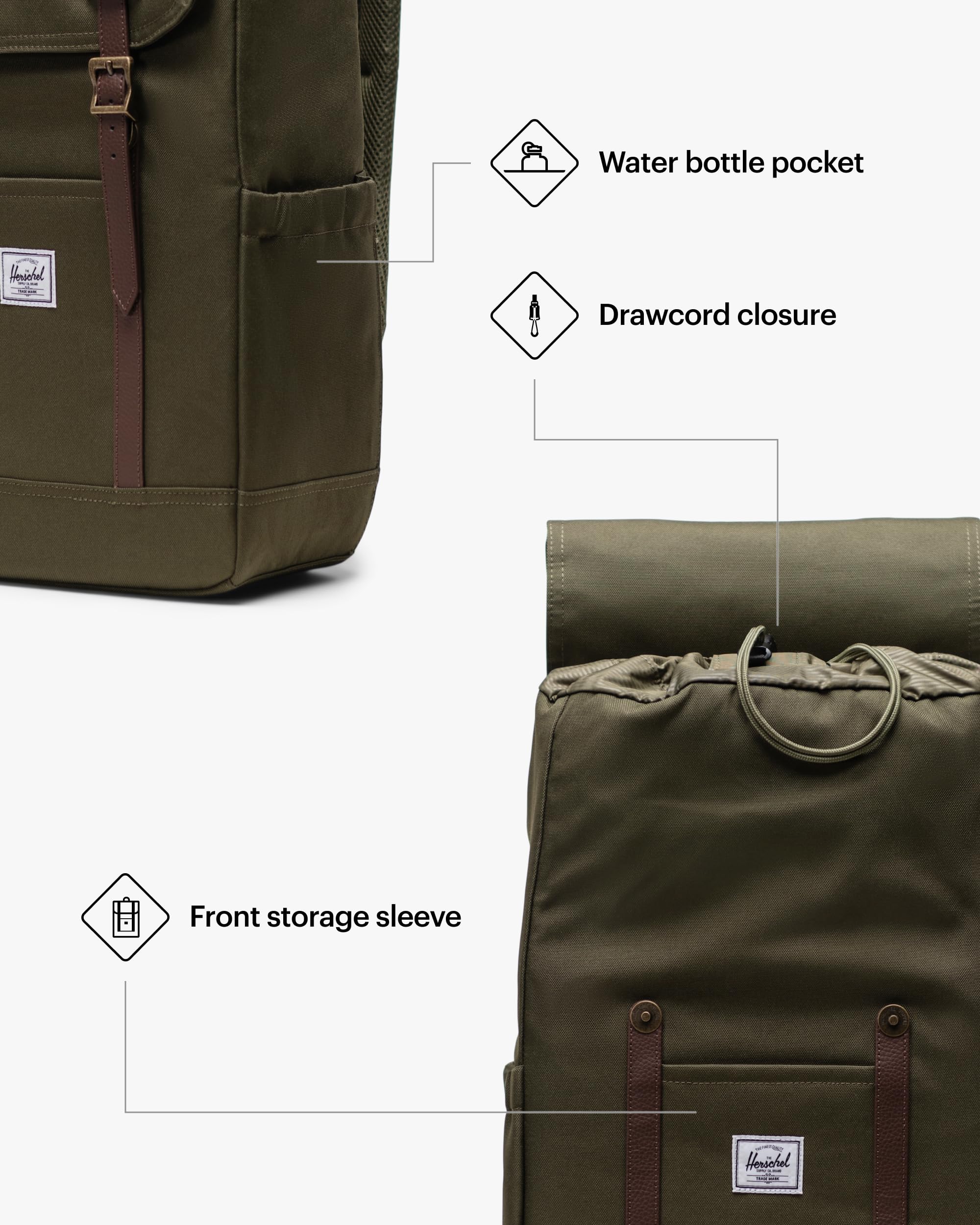 Herschel Retreat Ivy Green Rucksack, grün - 4