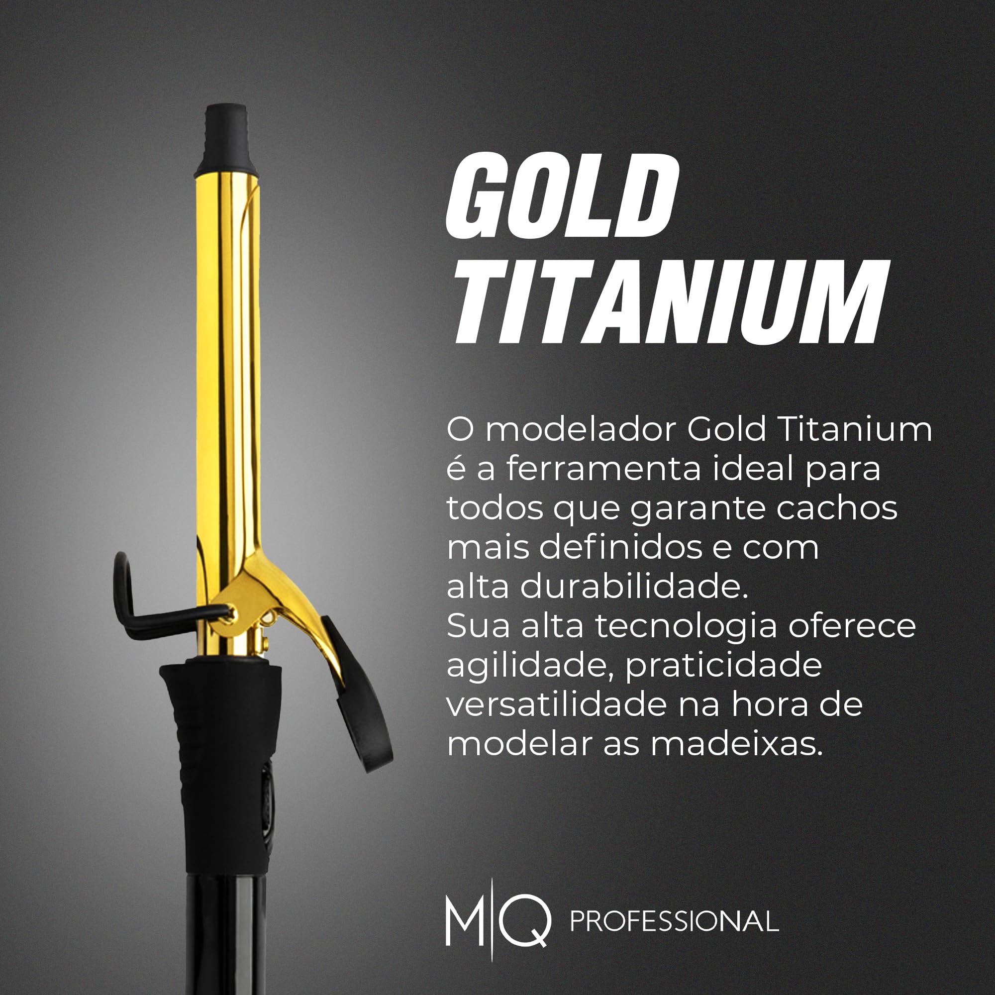 MQ Professional - Rizador de pelo profesional de titanio dorado - 32 mm - Doble voltaje