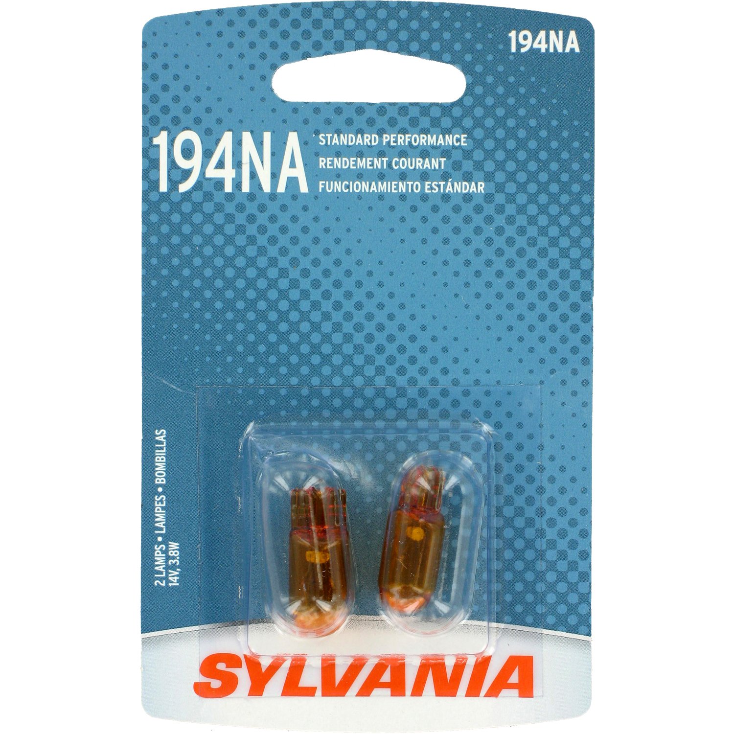 SYLVANIA Replacement for 194NA Natural Amber Basic Miniature Bulb Compatible with Toyota, Honda, Ford, GMC, Chevrolet, Acura and Other models (Contains 2 Bulbs)