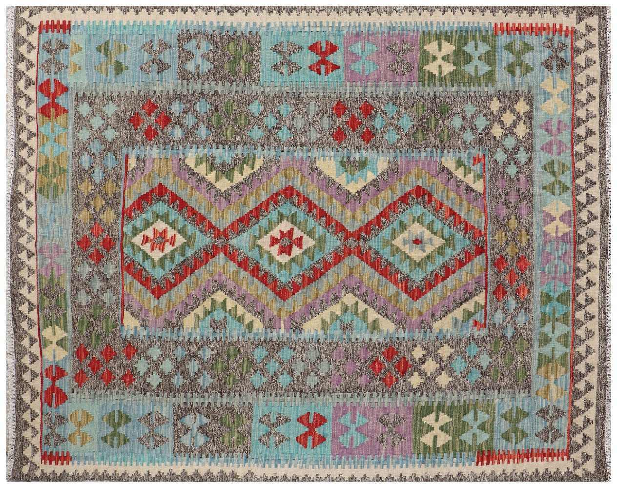 Kelim afghan Maimana tapis tissé main multicolore 150x200 cm