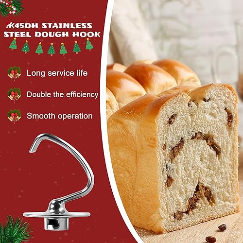 Miniatura 5 de Accesorios de ayuda para mezclador de cocina de acero inoxidable, gancho de masa de pan K45DH apto para mezcladores de soporte de cabeza inclinable