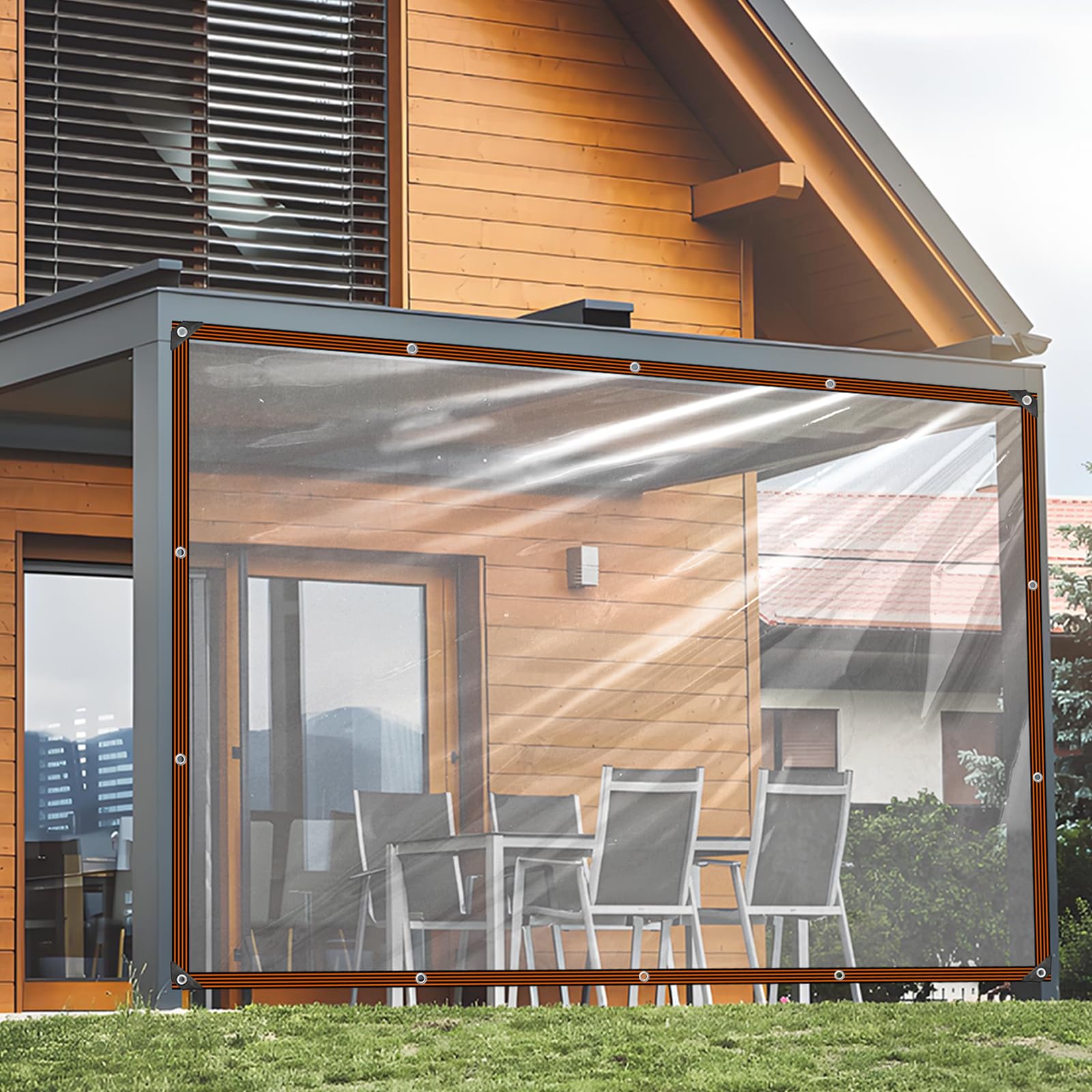 Telo Trasparente con Occhielli - 1x5m Telo Trasparente per Esterno, Protezione Impermeabile e Resistente alle Intemperie per Mobili da Giardino, Telo per Terrazza per Proteggere dal Tempo