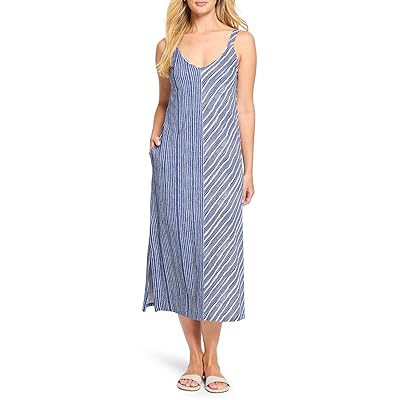 NIC+ZOE Mixed Strip V neck Tank Top Dress Women