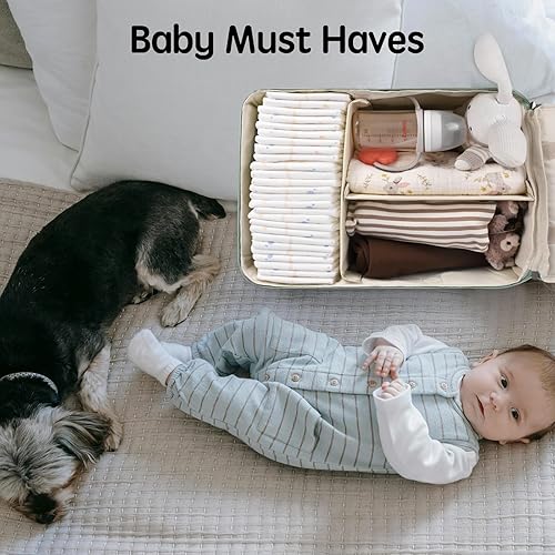 Miniatura 4 de Organizador de pañales, cesta de bebé para baby shower con tapa, organizador de coche para recién nacidos, artículos esenciales para bebés