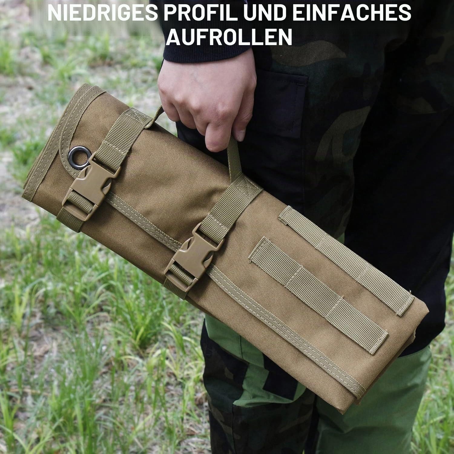 ProShoot Rollbare Taktische Schießmatte, rutschfeste Schießmatte aus 900D-Nylon mit Heringslöchern und MOLLE, Jagd- und Trainingsausrüstung (200 x 75 cm) (Green)