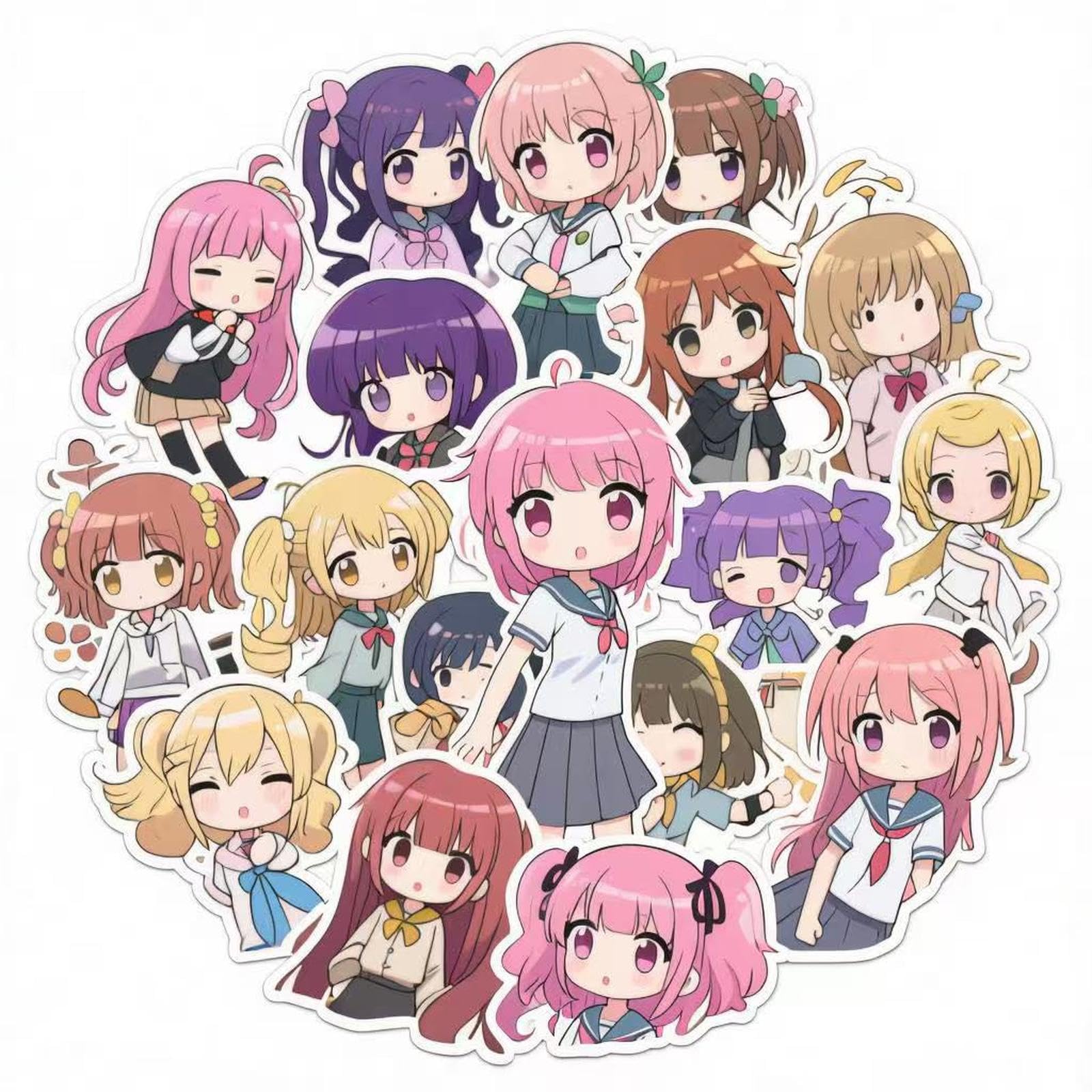 55pcs Stickers for Teens Laptops,Cute Aesthetic Cartoon Vinyl Stickers for Water Bottle Skateboard Scrapbook Travel Case Computers Graffiti Decals