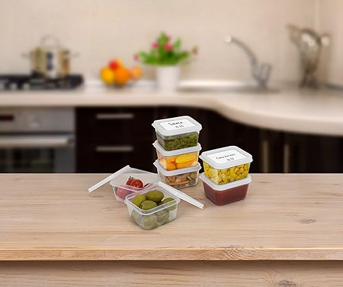Miniatura 3 de ZENVY Paquete de 50 mini recipientes reutilizables de 2 onzas  Incluye 50 recipientes y tapas de plástico de 2 onzas  Para salsas, salsas, alimentos