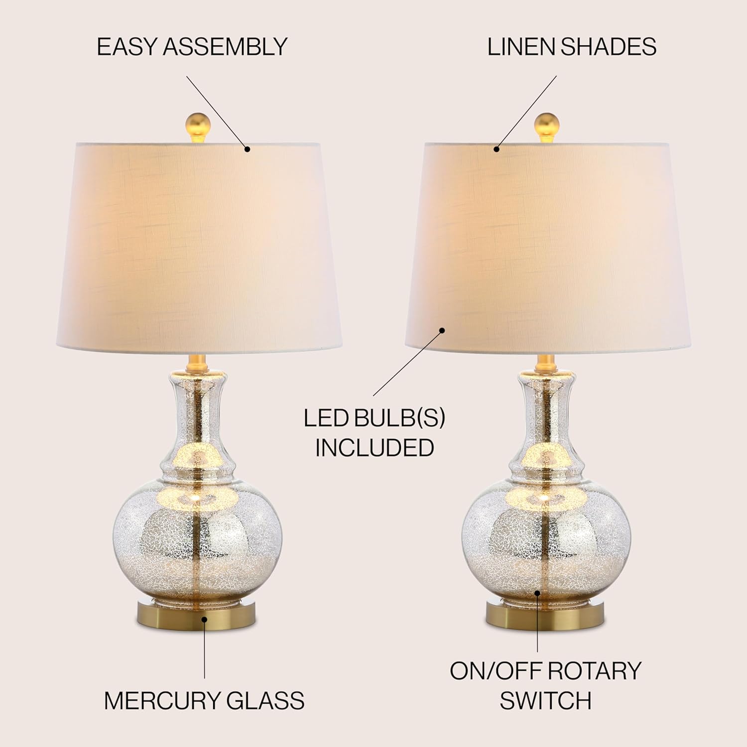 Contemporary White Linen Shade Clip-On Desk Lamp Set