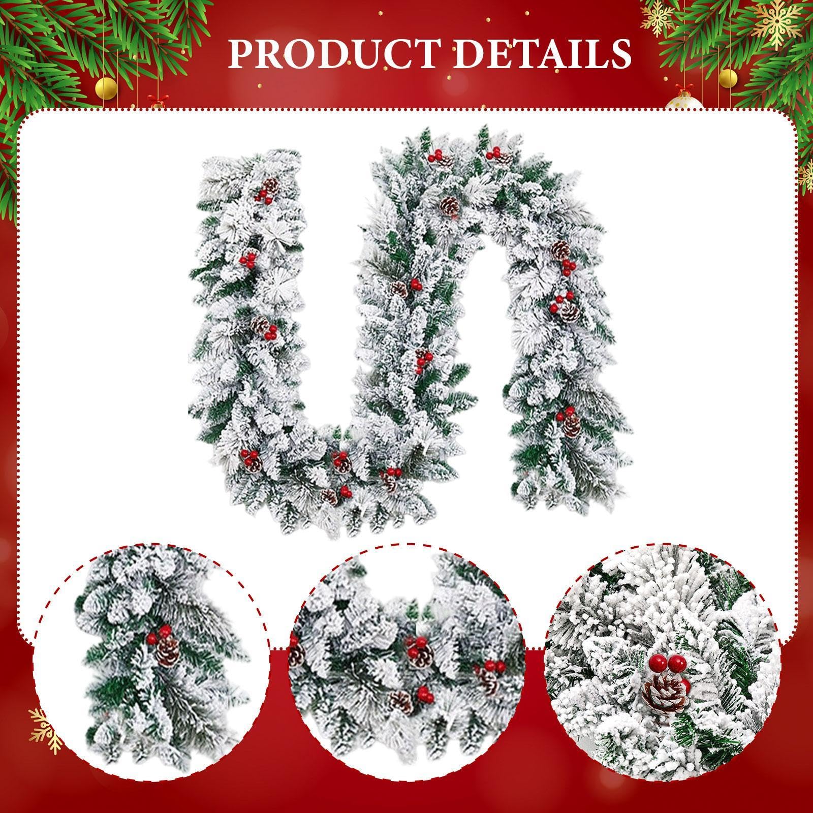MagiDeal Guirnalda navideña Decorativa para Puerta de Entrada, Centro de Mesa Decorativo, Adorno navideño para Ceremonias al Libre, 270 Cm X 30 Cm