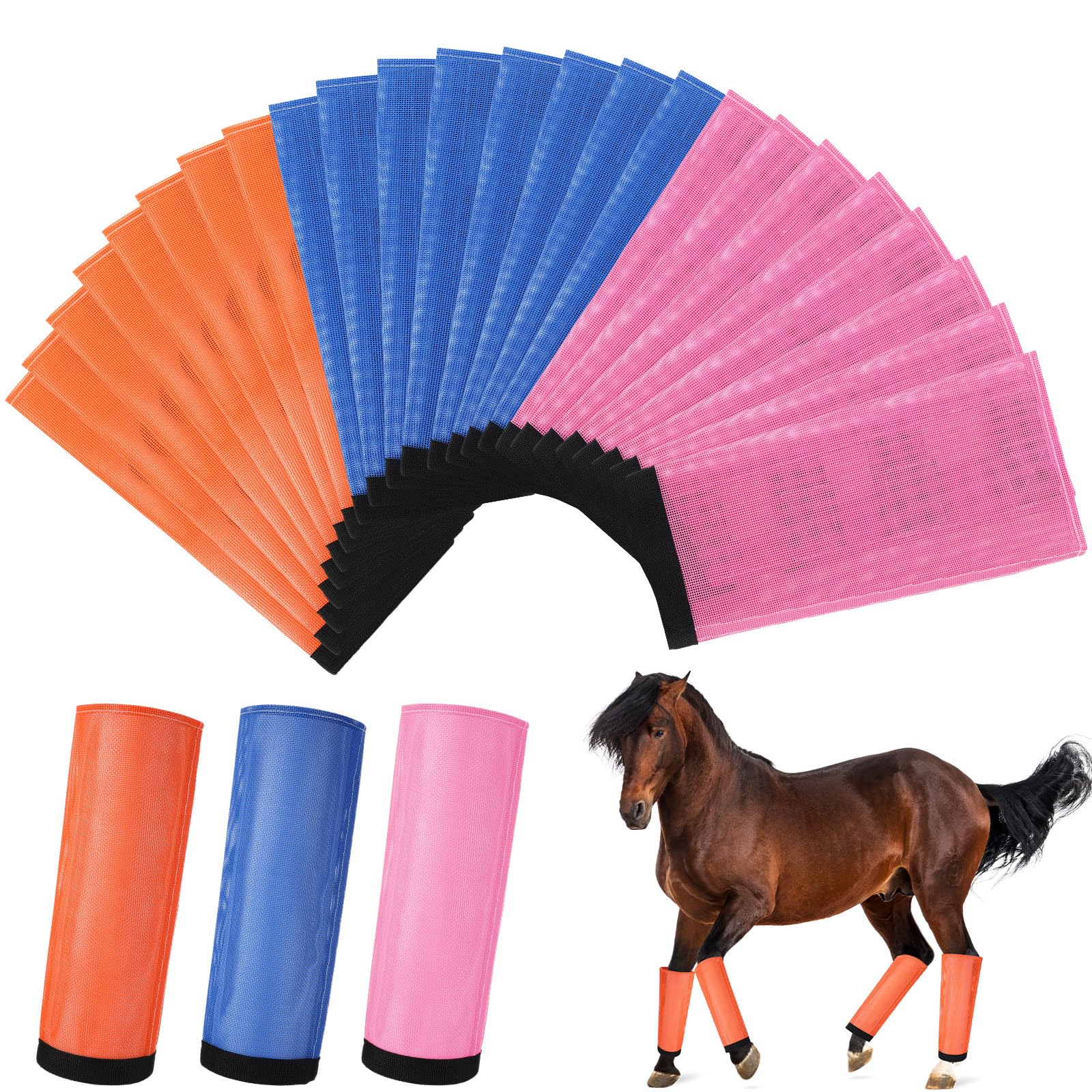 24 botas de malla para caballo, botas de malla transpirable, botas protectoras para piernas ecuestres, leggings sueltos para evitar moscas y picaduras de mosquitos (S)