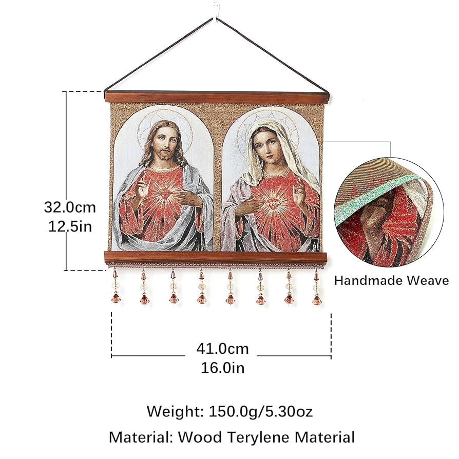Jesus Christ ＆ Virgin Mary wall deco Amazon.com: HZMAN Jesus and Virgin Mary Painting Retro