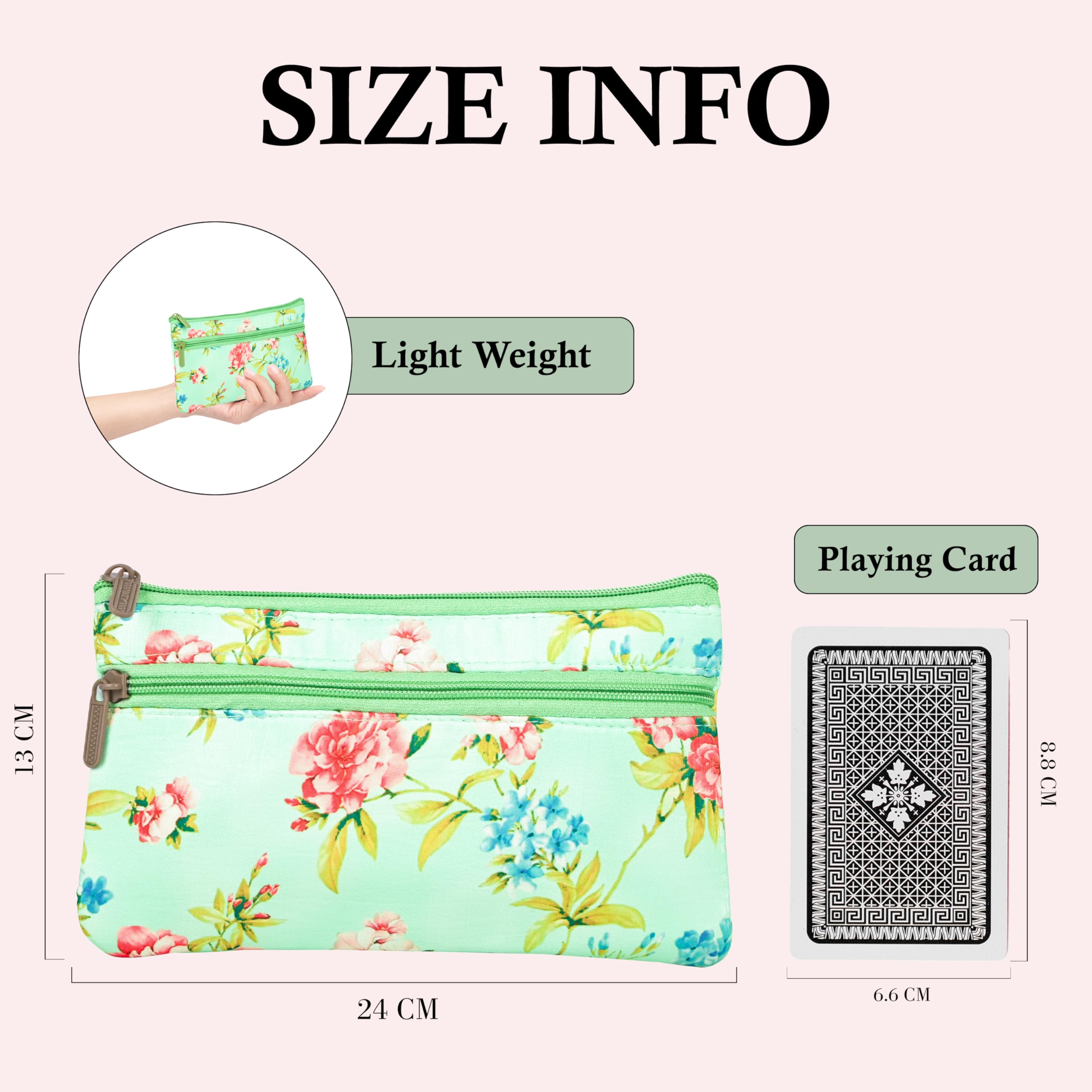 Kuber Industries 2 Pcs Silk Small Hand Purse for Women with Zip Closure | Cloth Cash Pouch for Women | Return Gift Purse for House Warming Function & Baby Shower Ceremony | Floral Print - Green 2